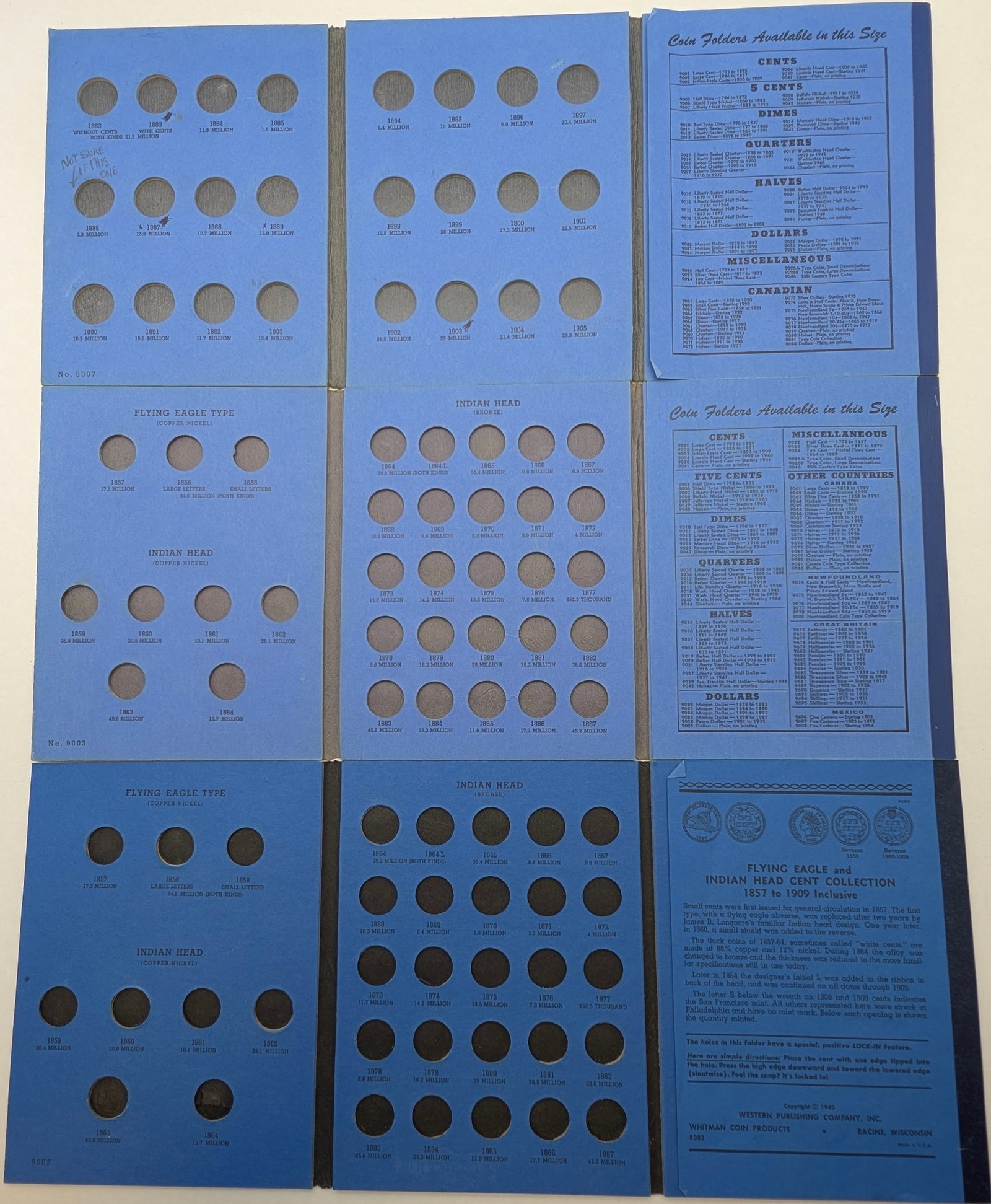 Lot of 4 Empty Coin Books - Indian Head Cents(2), Liberty Head Nickels, Liberty Dimes - 4
