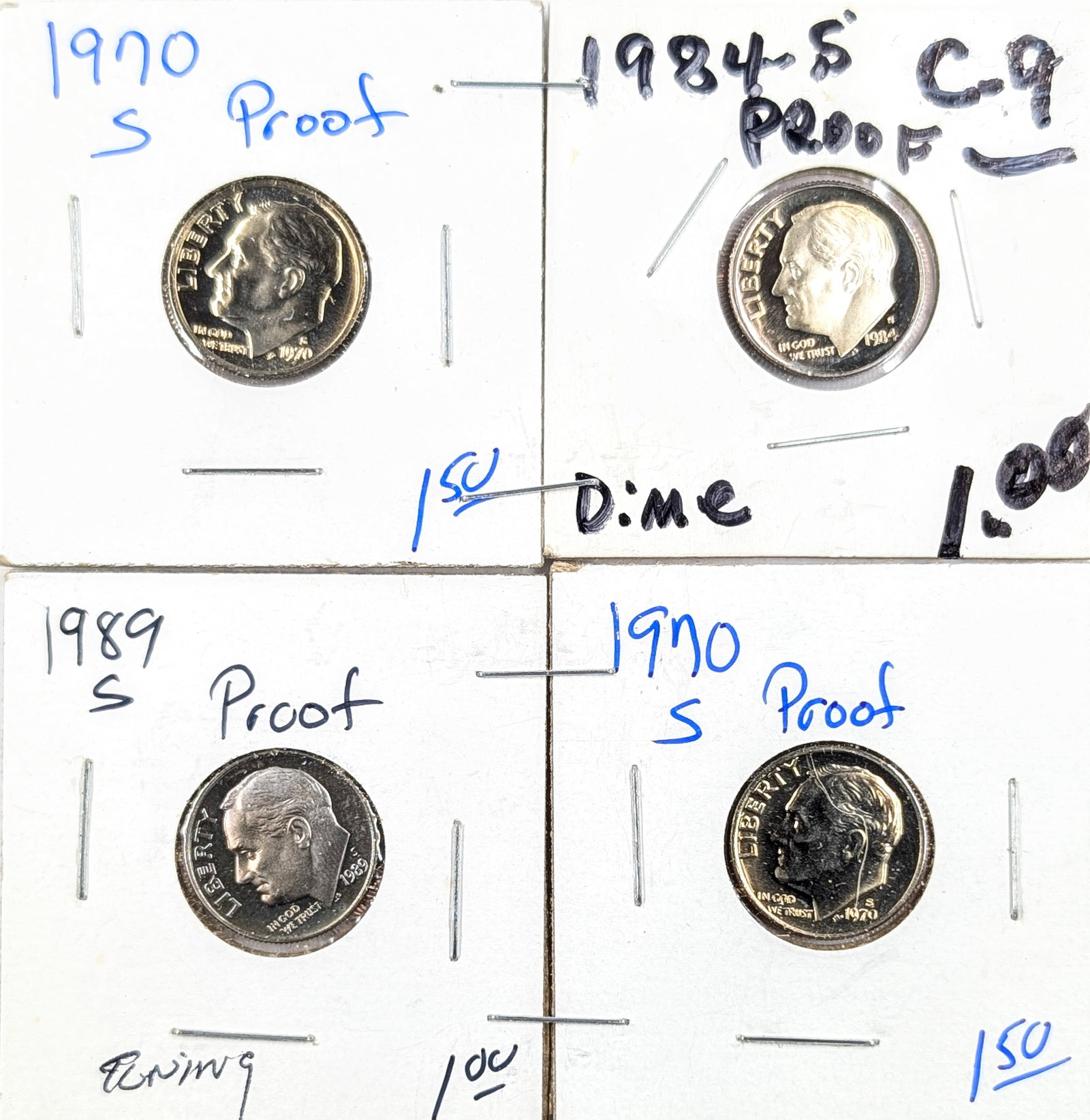 Lot of 4 Proof Roosevelt Dimes - 1970-1989: Coin