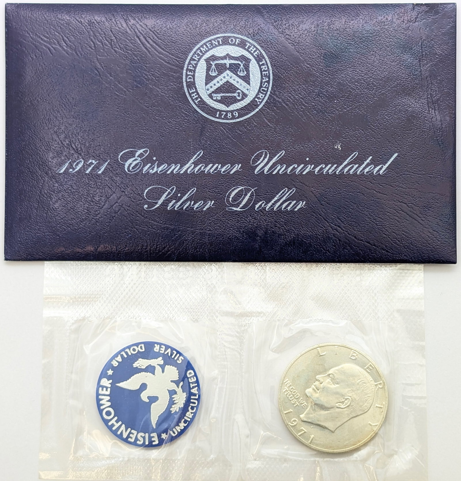 1971 Eisenhower " Ike" Uncirculated Silver Dollar: Silver