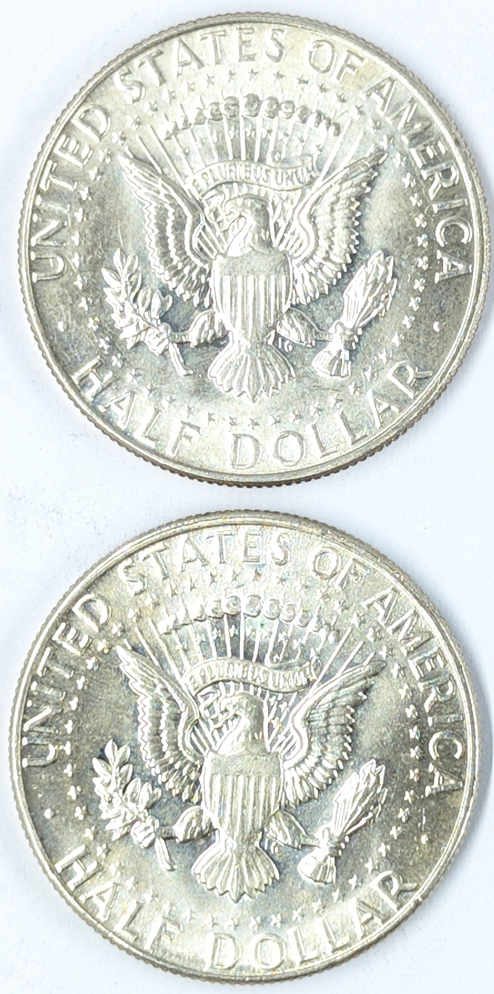Lot of 2 Silver John F Kennedy Half Dollars - Both 1967 Uncirculated - 2