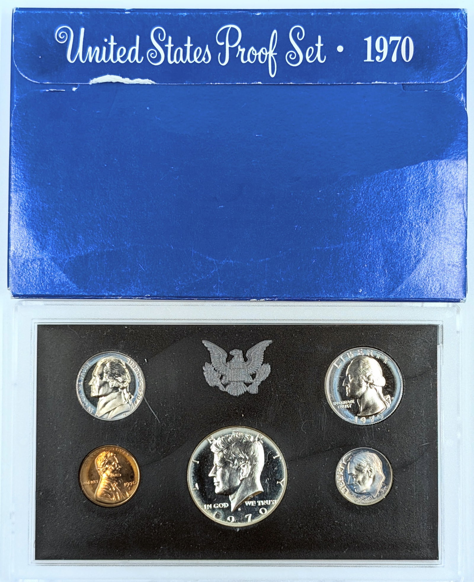 1970 US Mint Proof Set w/ Silver JFK Half: 40% Silver