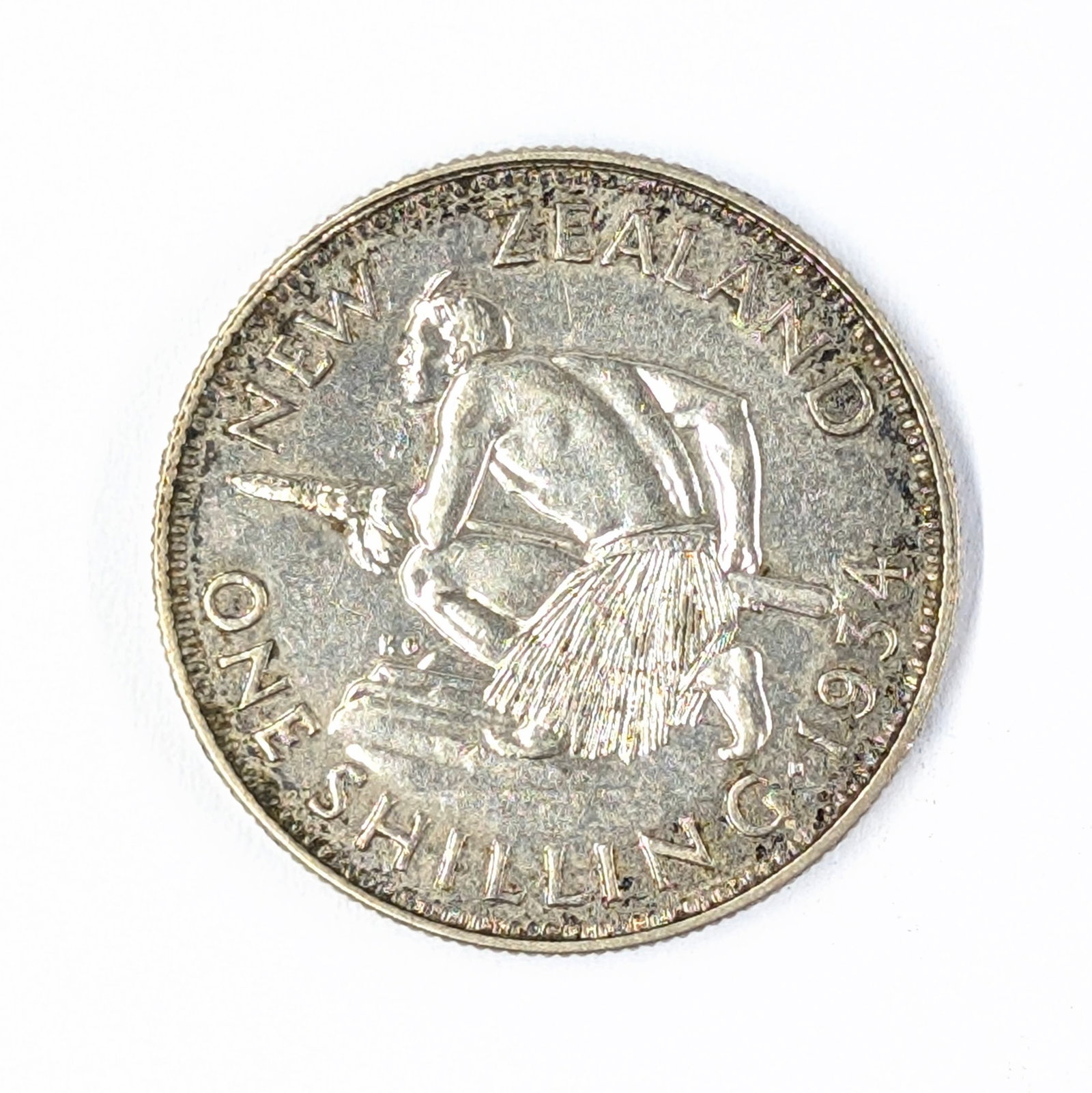 1934 Silver New Zealand 1 Shilling: 50% Silver