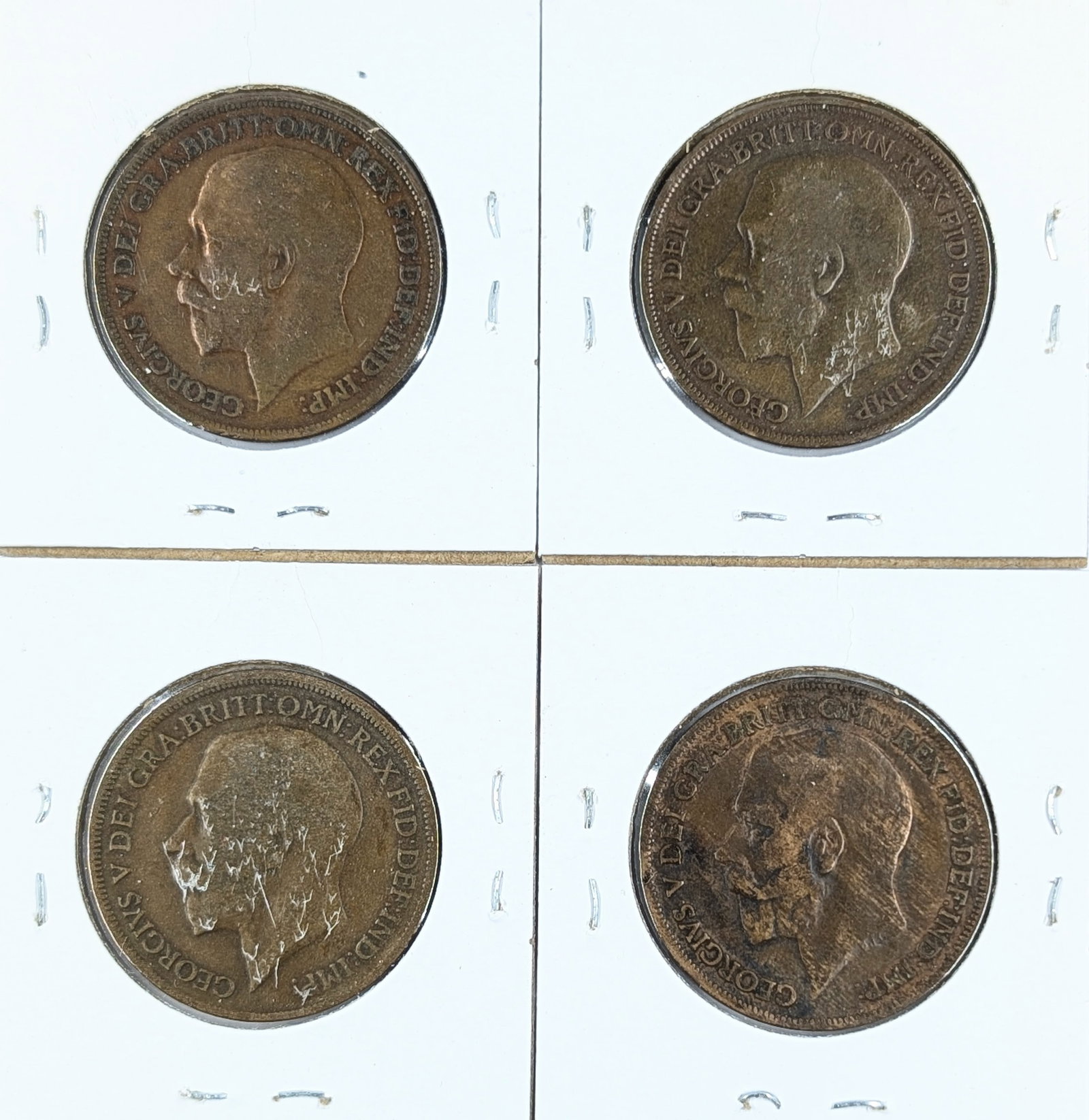 Lot of 4 Great Britain Pennies - 1916-1920 - 2