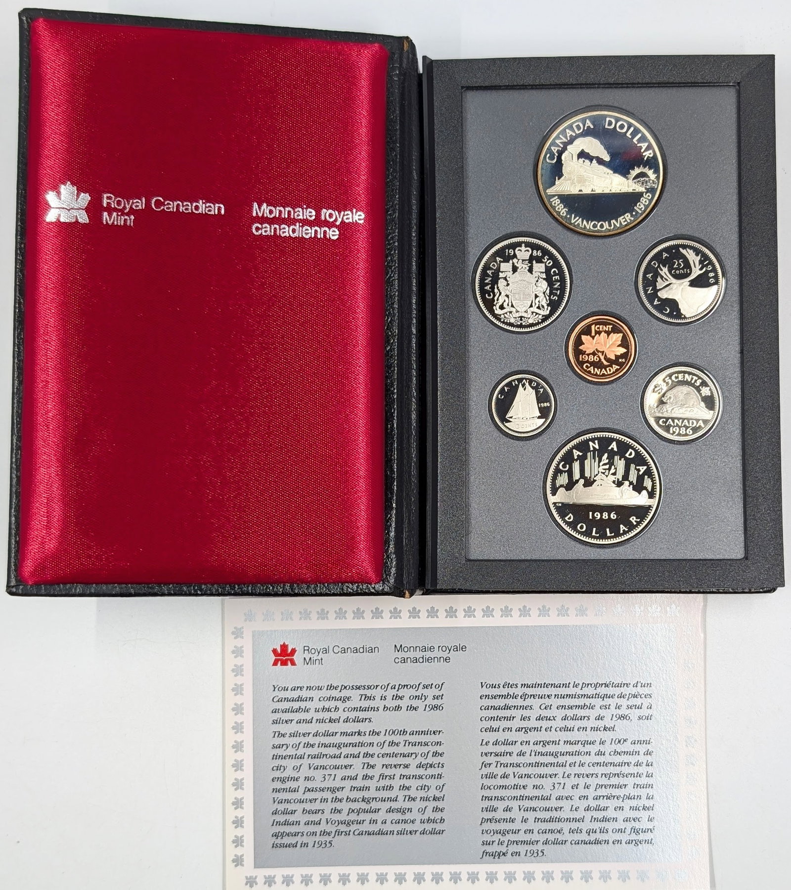 1986 Royal Canadian Mint Proof Set w/ Silver Dollar - Dollar is Lightly Toned: 50% Silver