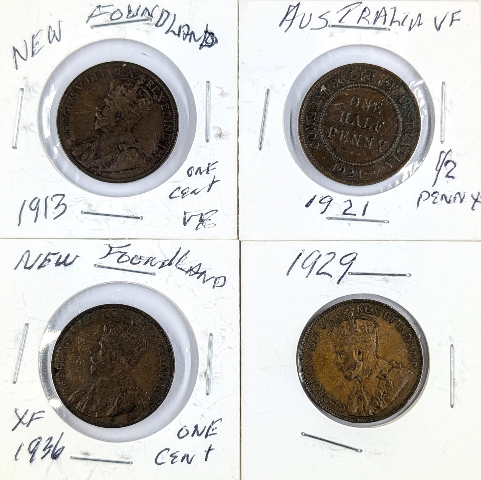 Lot of 4 Canadian & Australian Cents - 1913-1936: Coin