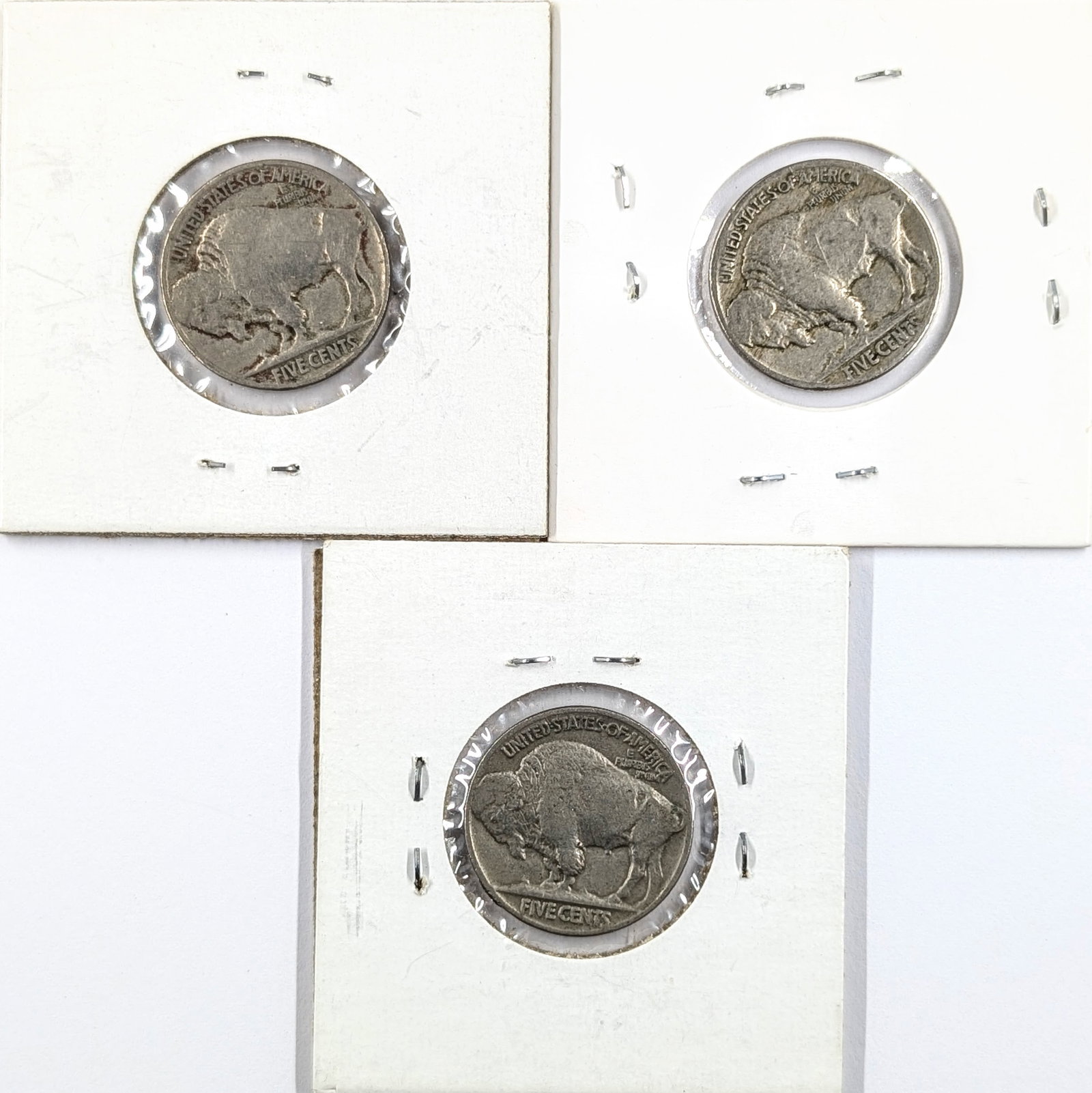 Lot of 3 Buffalo Head Nickels - 1930, 1935, 1937 - 2