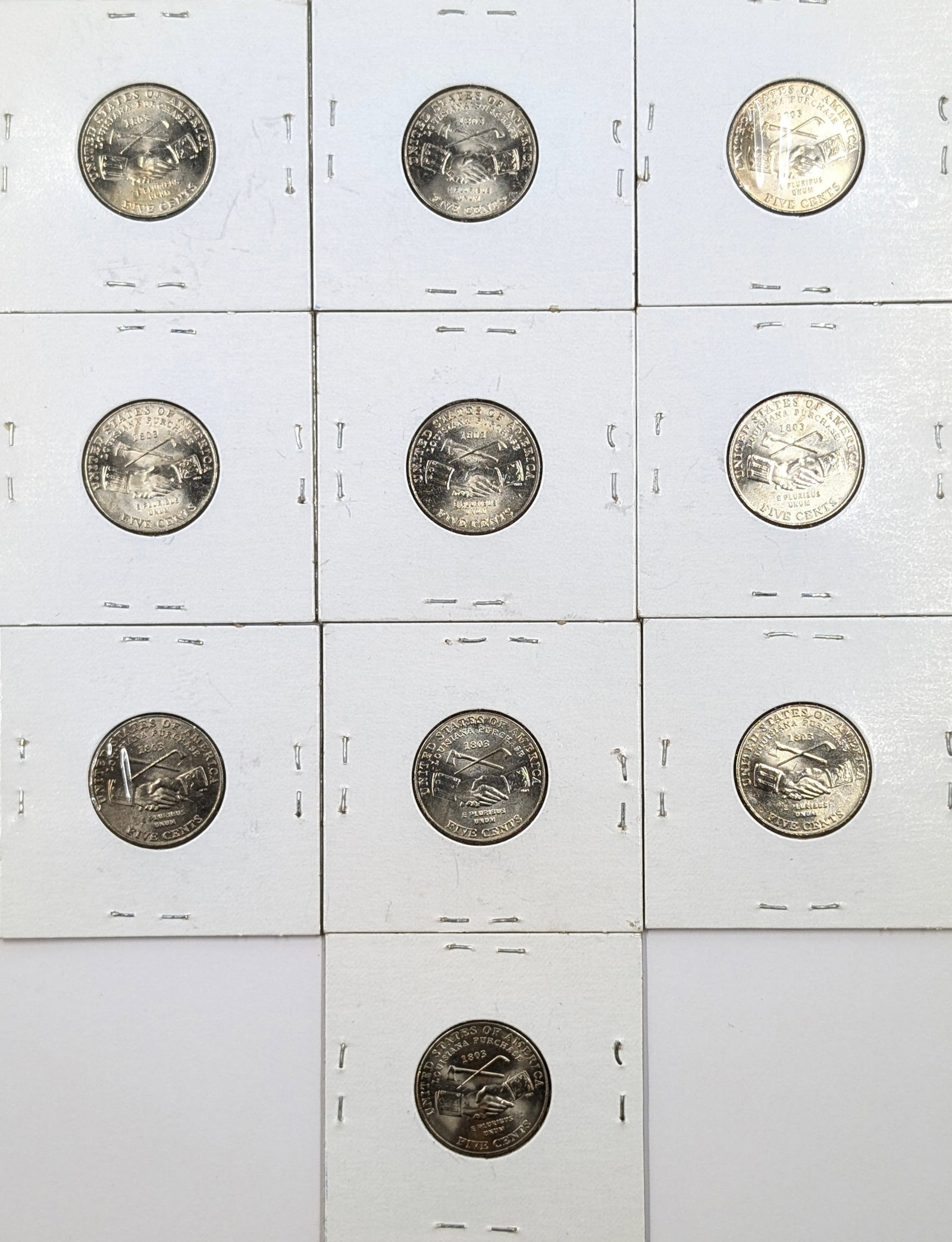 Lot of 10 Jefferson Handshake Nickels - All 2004-D - Uncirculated - 2