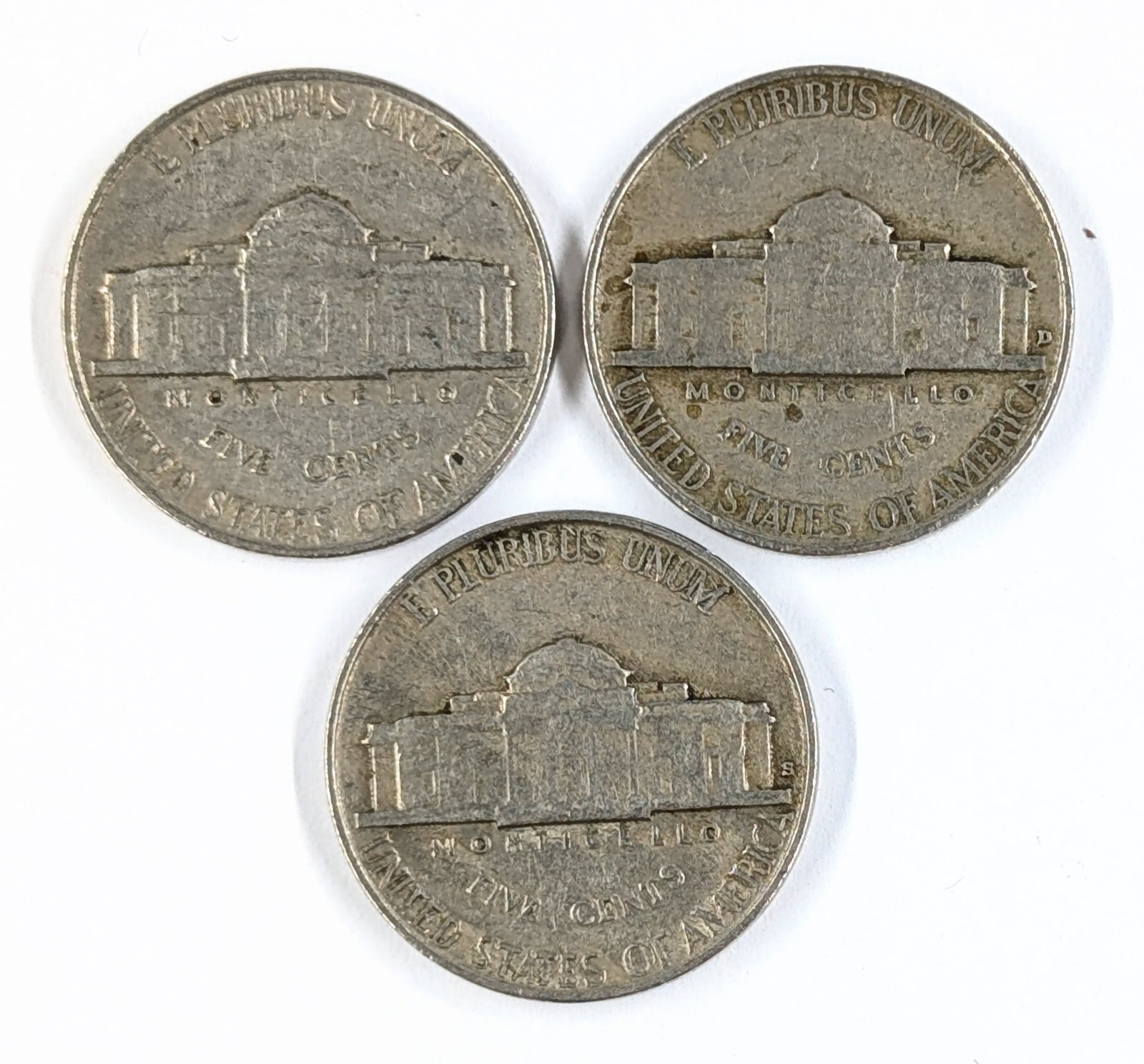 Lot of 3 Jefferson Nickels - 1941 P/D/S - 2