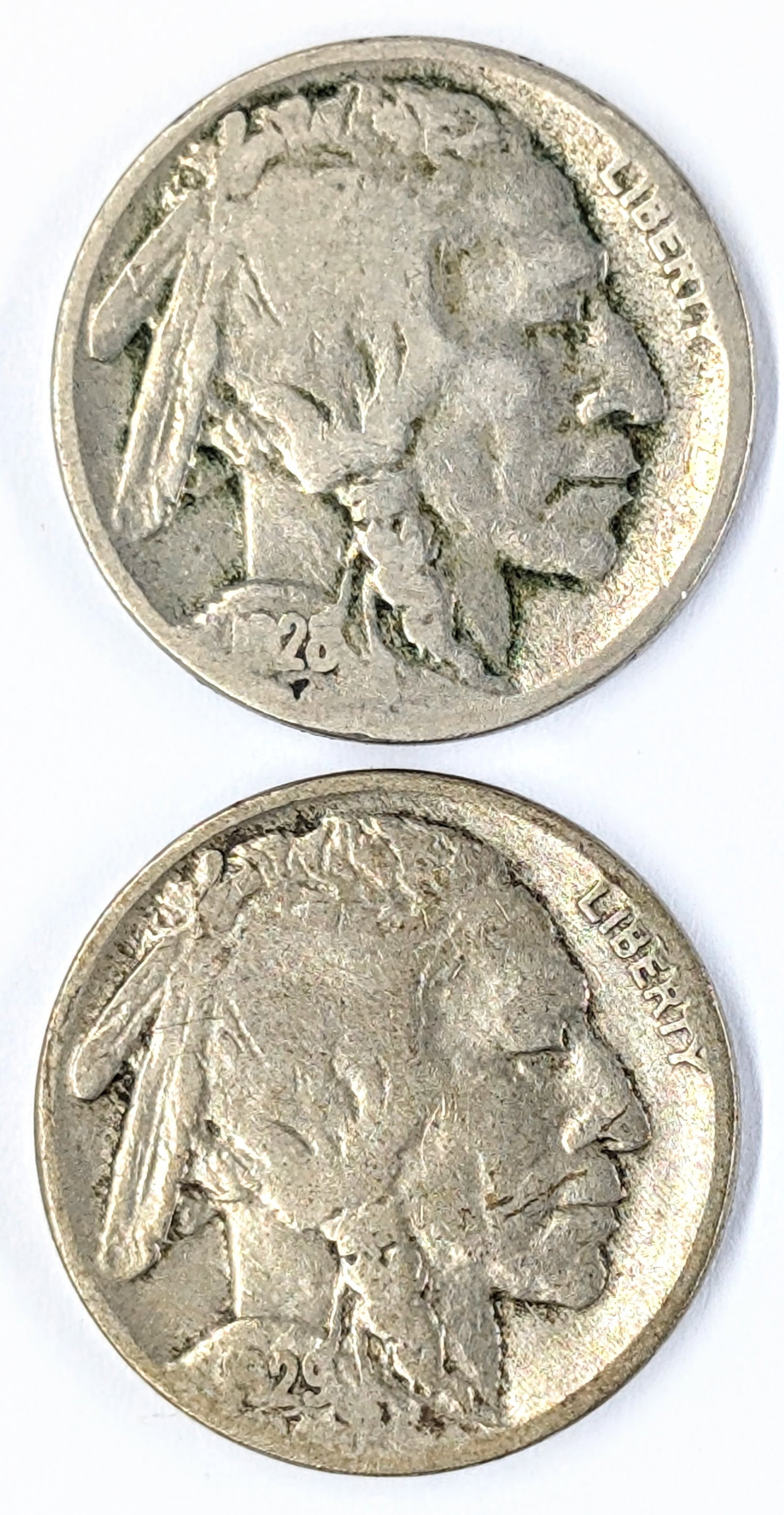Lot of 2 Buffalo Head Nickels - 1928-D, 1929: Coin