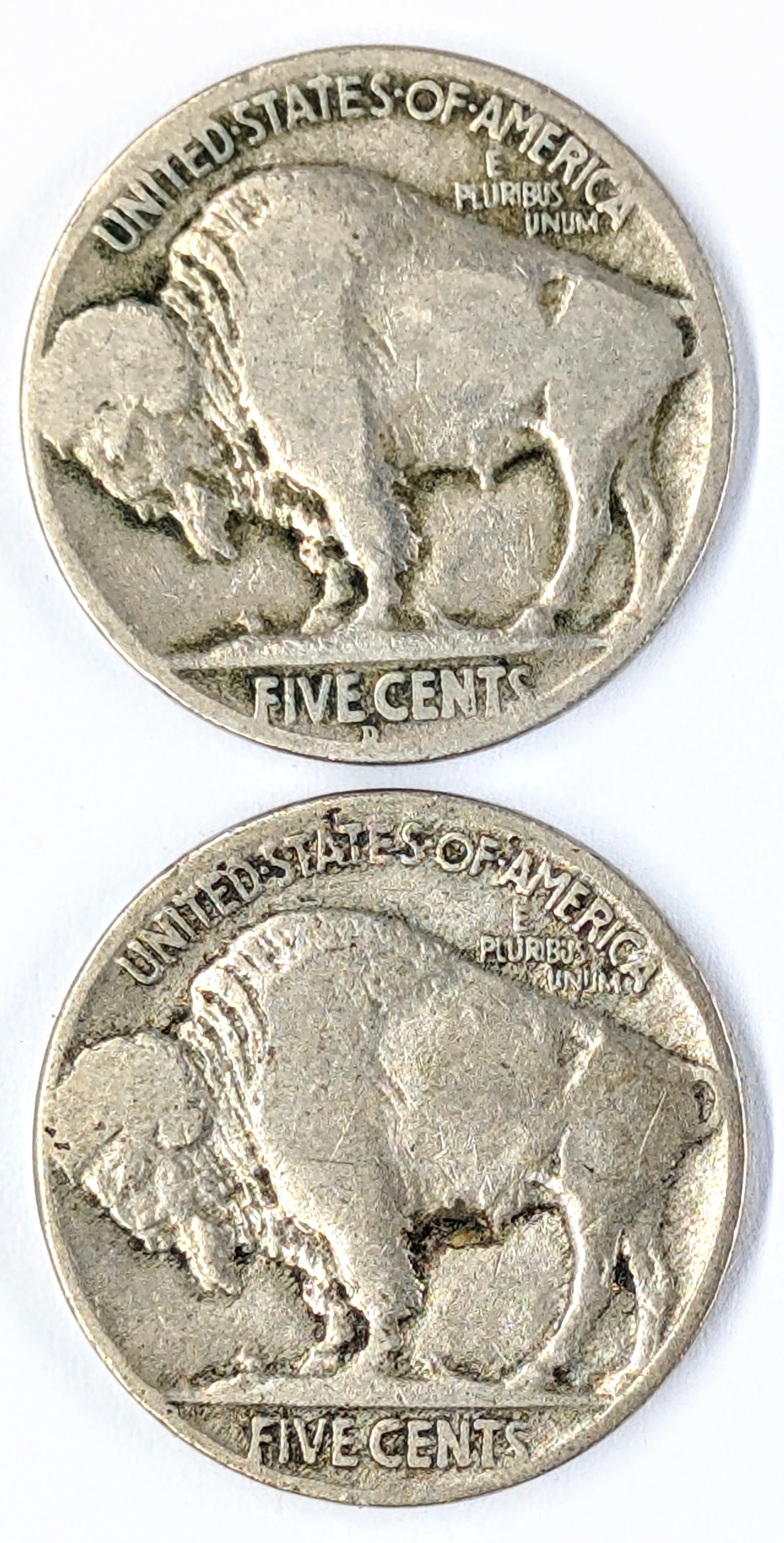 Lot of 2 Buffalo Head Nickels - 1928-D, 1929 - 2