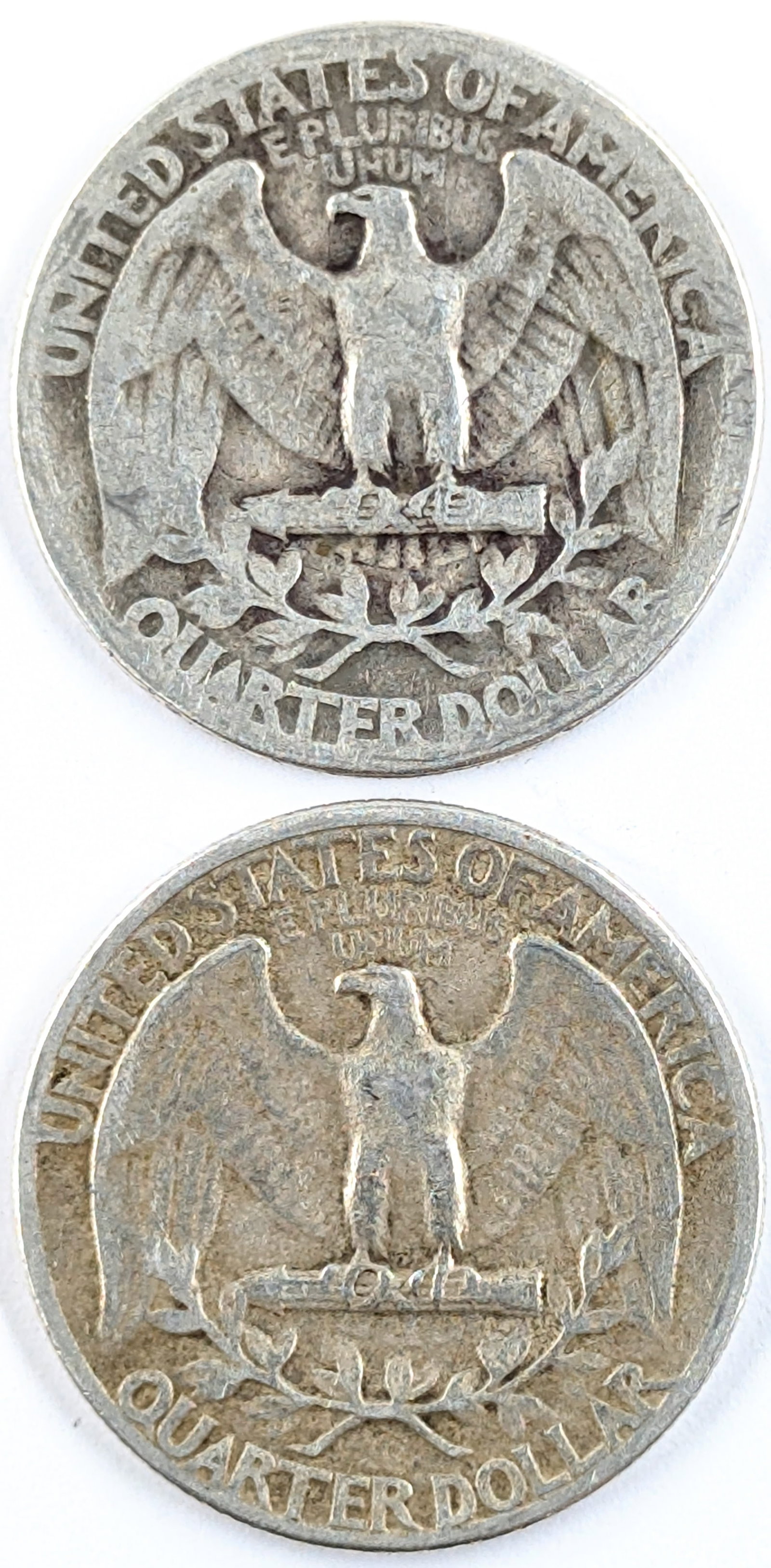 Lot of 2 Silver Washington Quarters - 1936, 1943 - 2