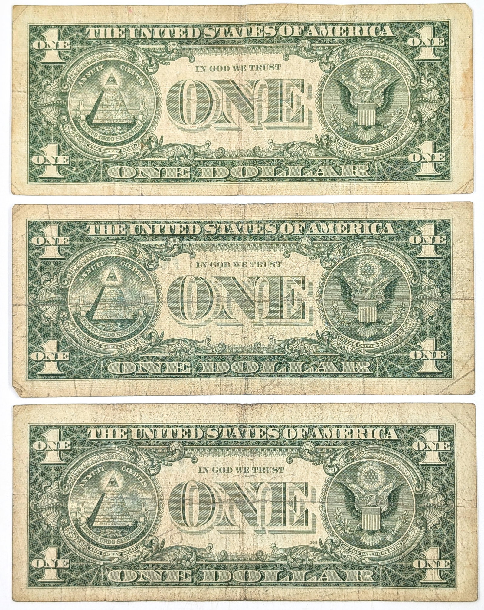 Lot of 3 - 1957 $1 Notes - Silver Certificates - 2
