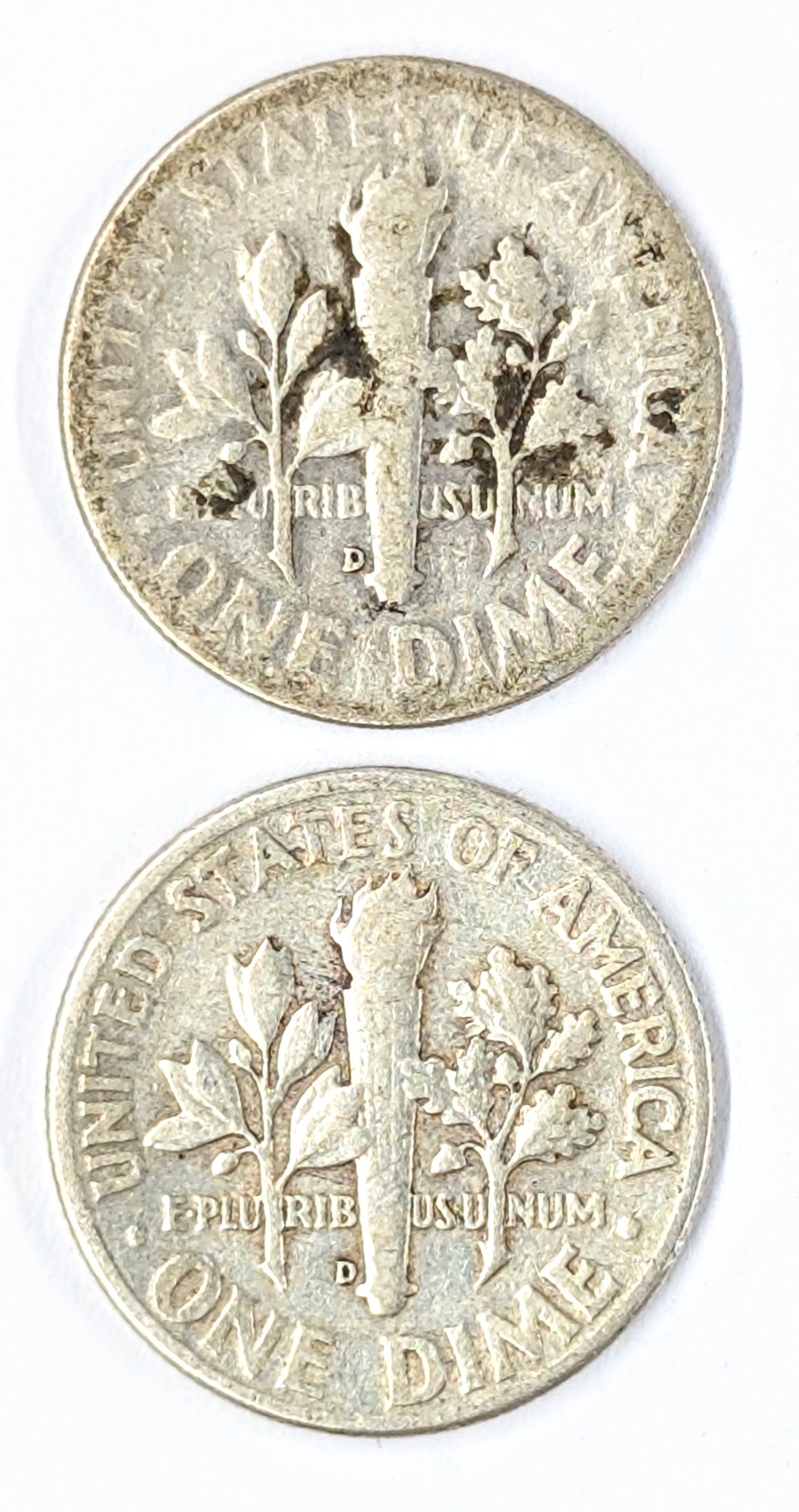 Lot of 2 Silver Roosevelt Dimes - 1947-D, 1948-D - 2