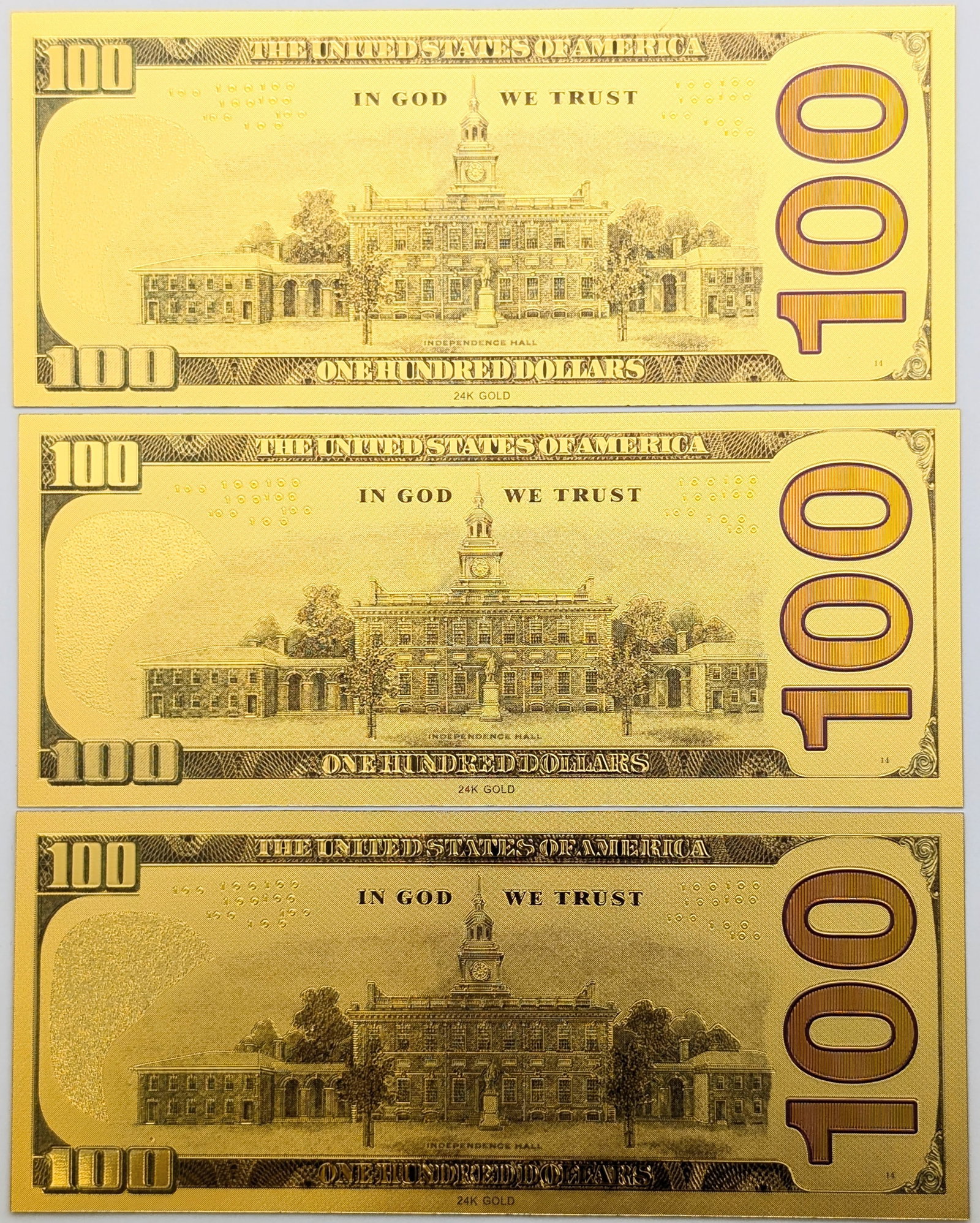 Lot of 3 Navy Gold foil $100 design - 2