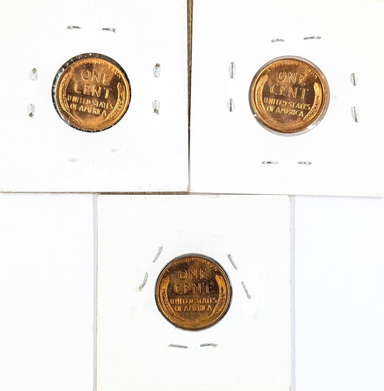 Lot of 3 Uncirculated Wheat Cents - 1954-D, 1957-D, 1958-D - 2