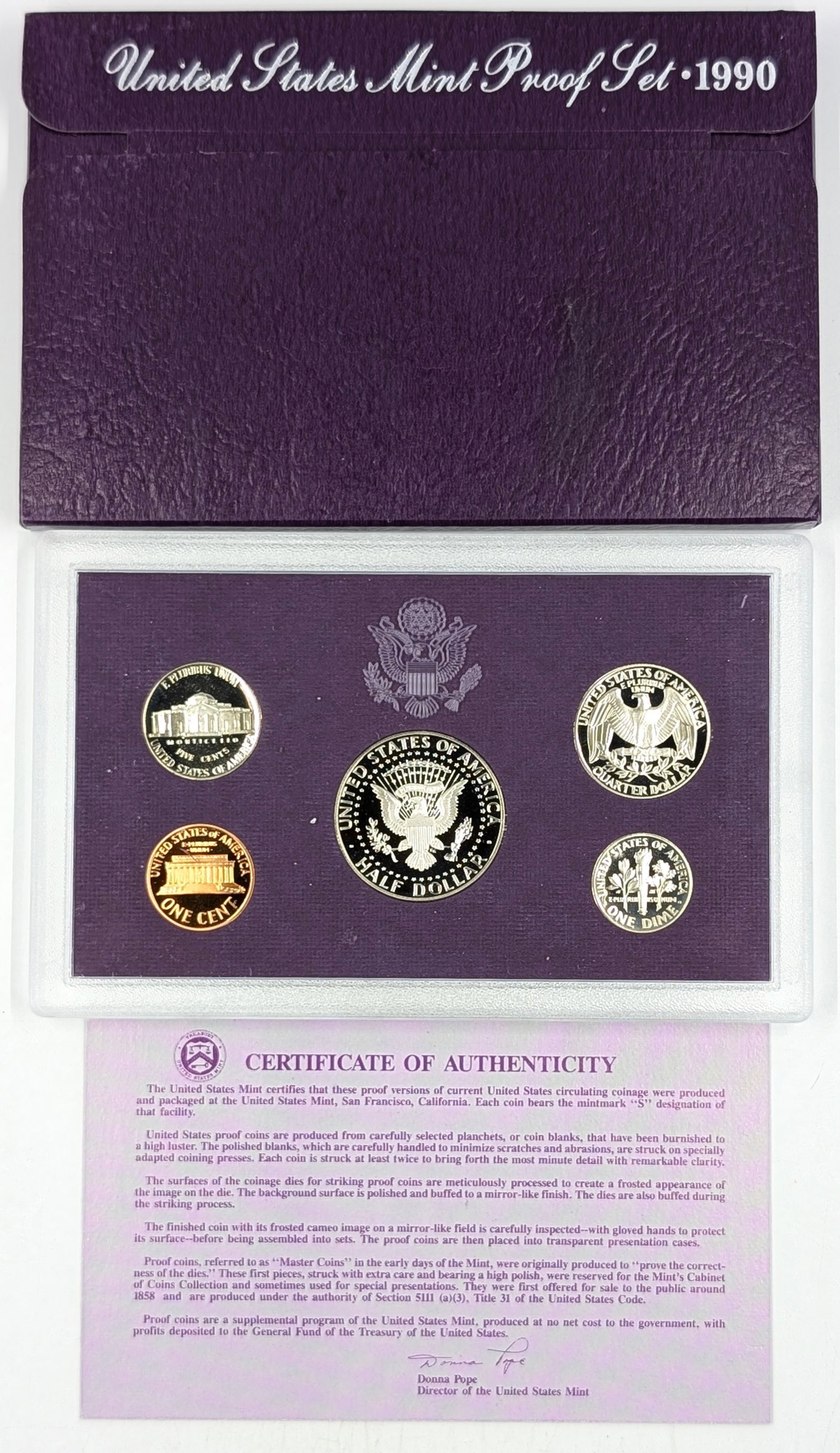 1990 US Mint Proof Set w/ COA - 2