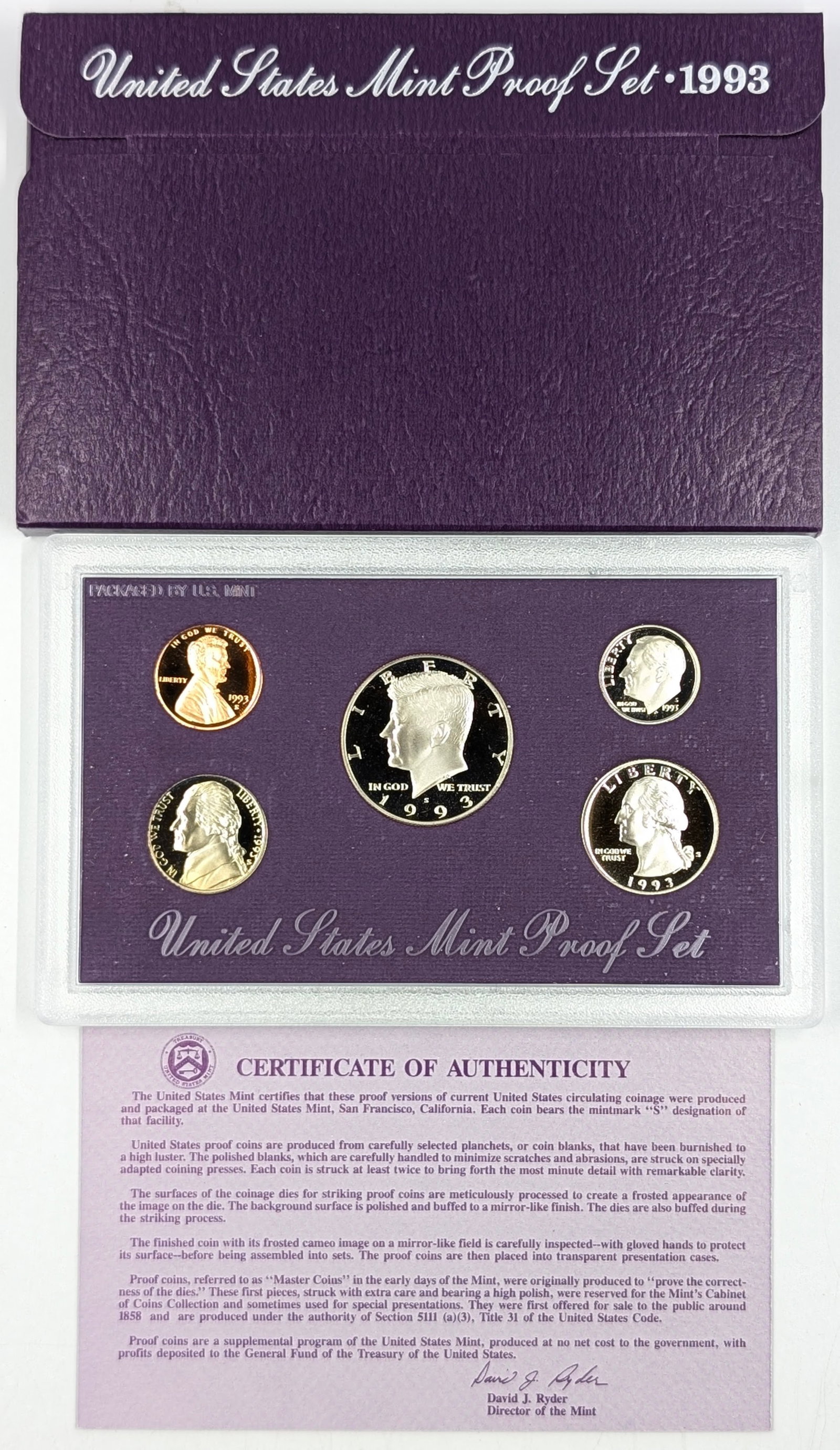 1993 US Mint Proof Set w/ COA: Coin