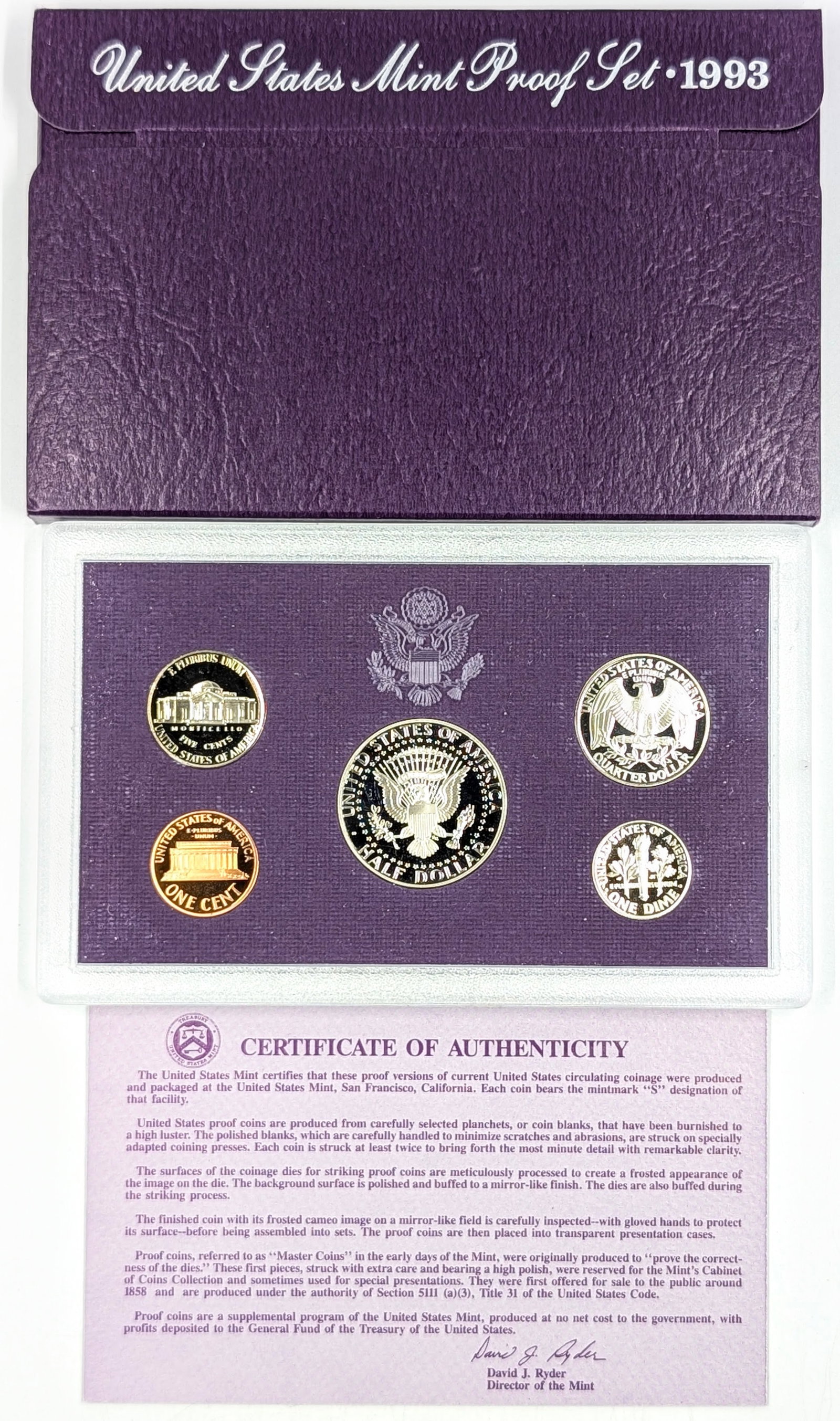 1993 US Mint Proof Set w/ COA - 2