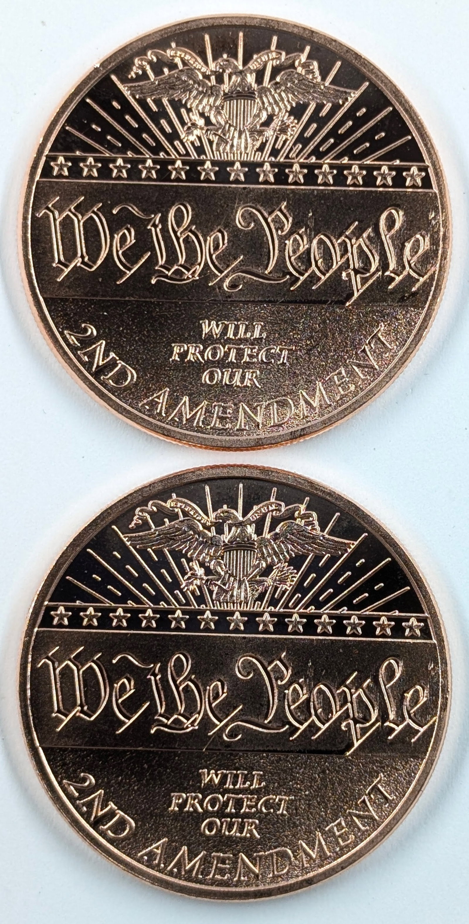 Lot of 2 - 1 Ounce (each) Fine .999 Copper Rounds - We the People: Copper