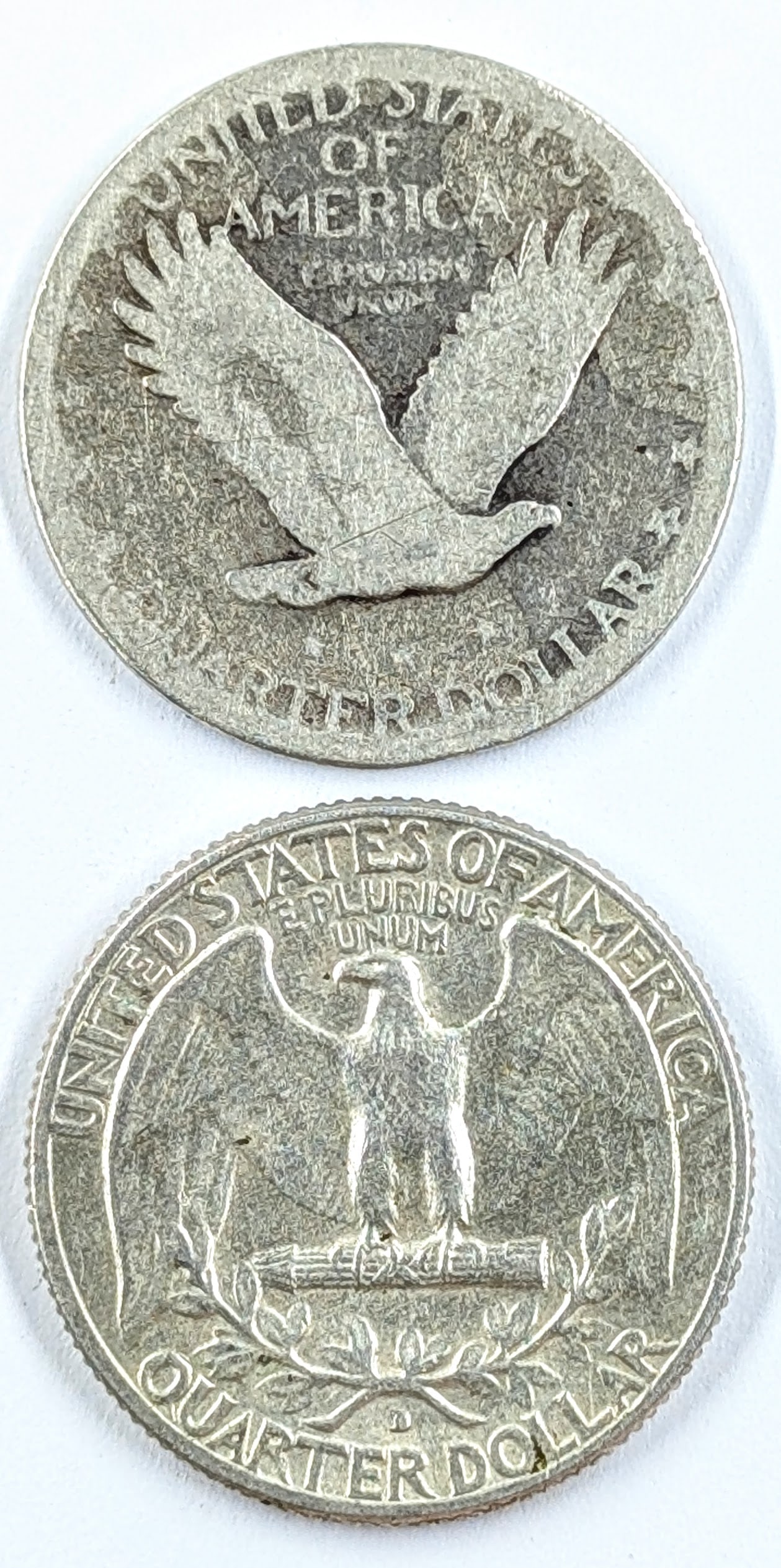 Lot of 2 Silver Quarters- 1929 Standing, 1964 Washington - 2