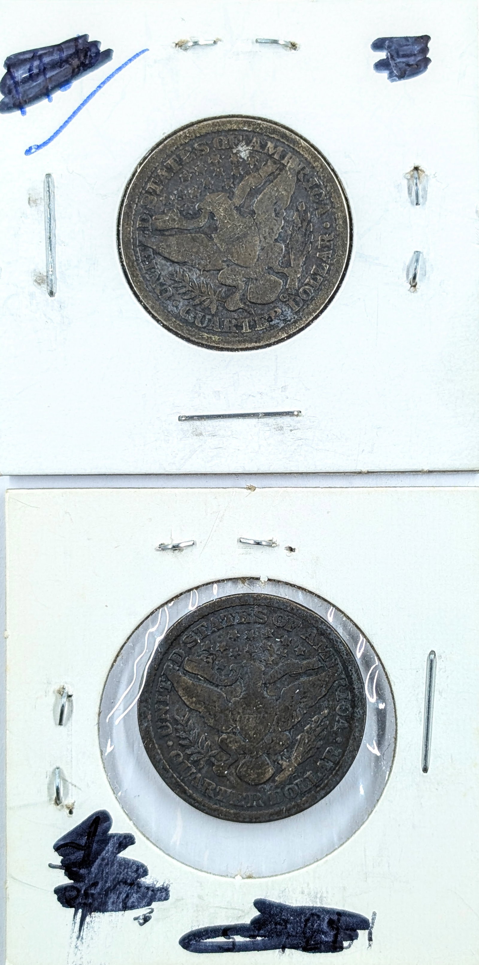 Lot of 2 Silver Barber Quarters- 1894-O, 1898-O - 2