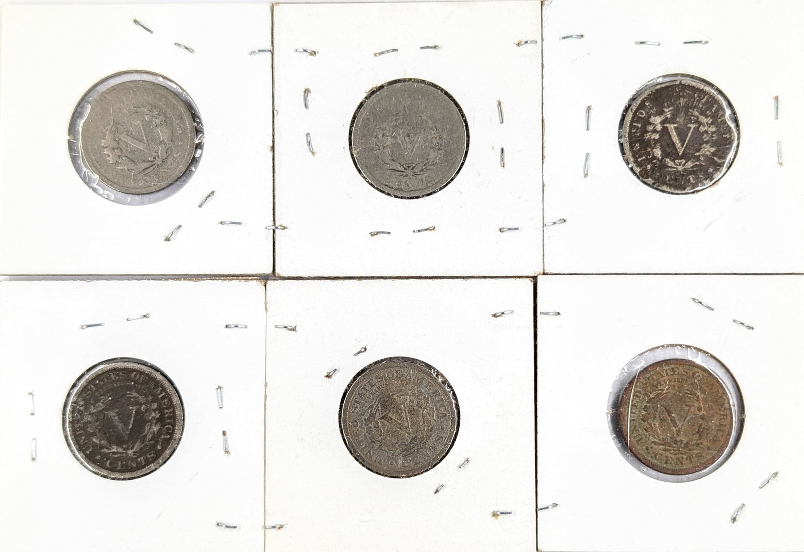 Lot of 6 Liberty V Nickels - 1899-1911 - 2