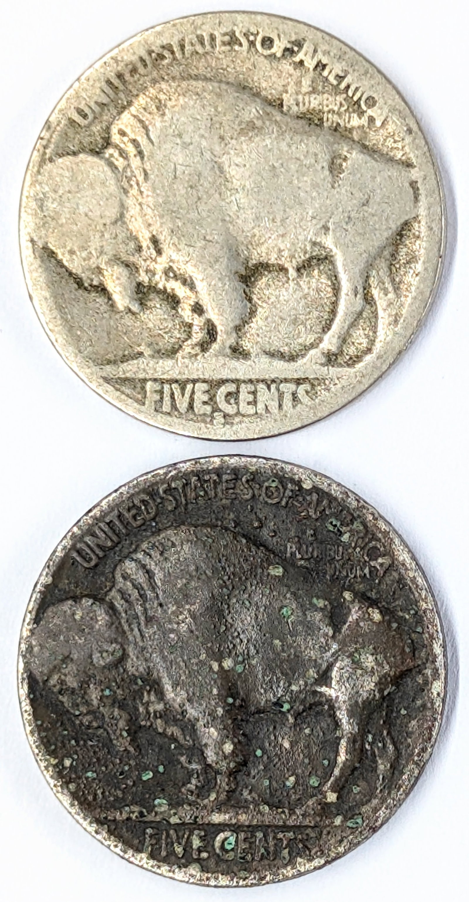 Lot of 2 Buffalo Head Nickels - 1920-S, 1921 - 2