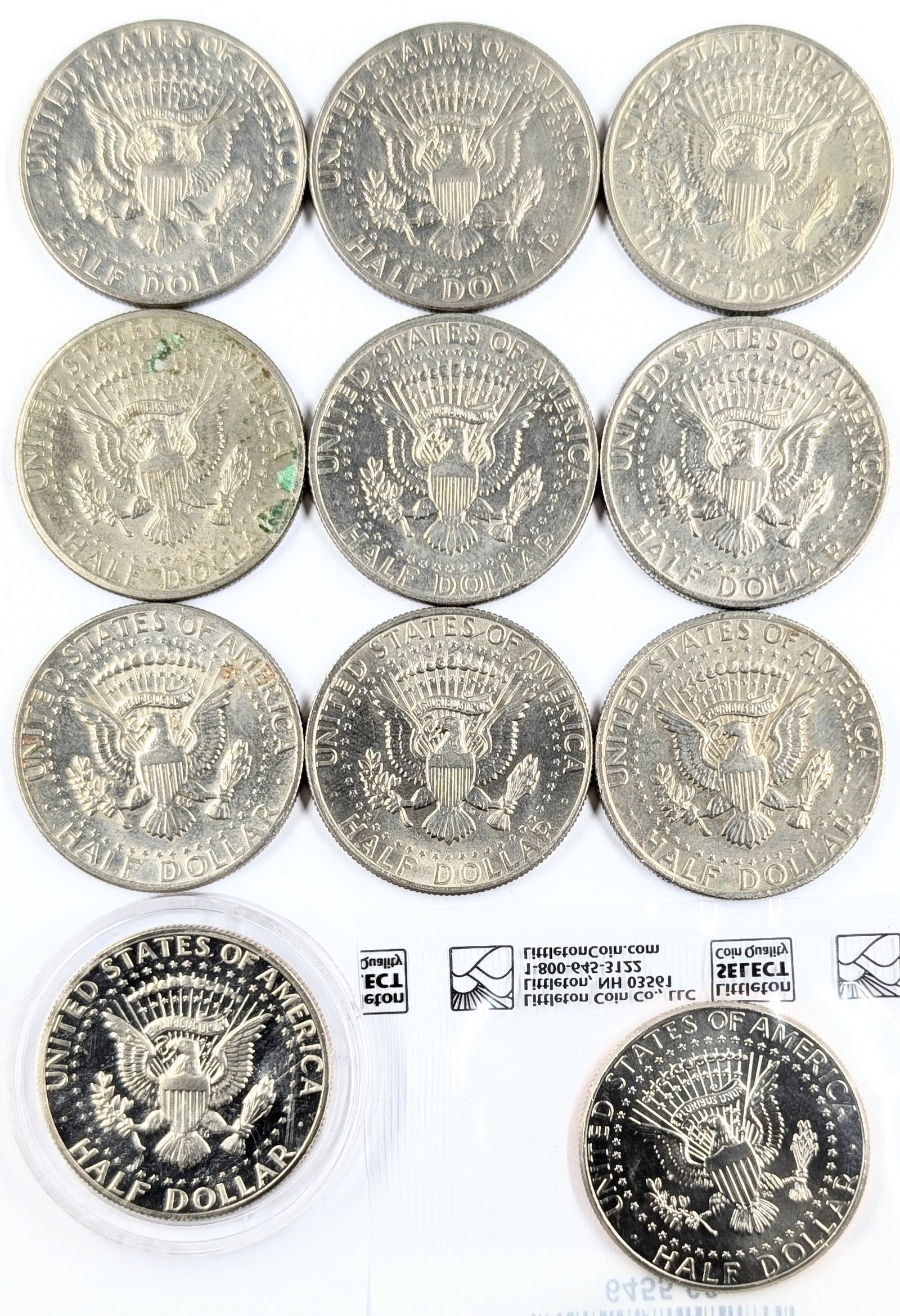 Lot of 11 John F Kennedy Half Dollars - 1972-2011 - Some Uncirculated - 2