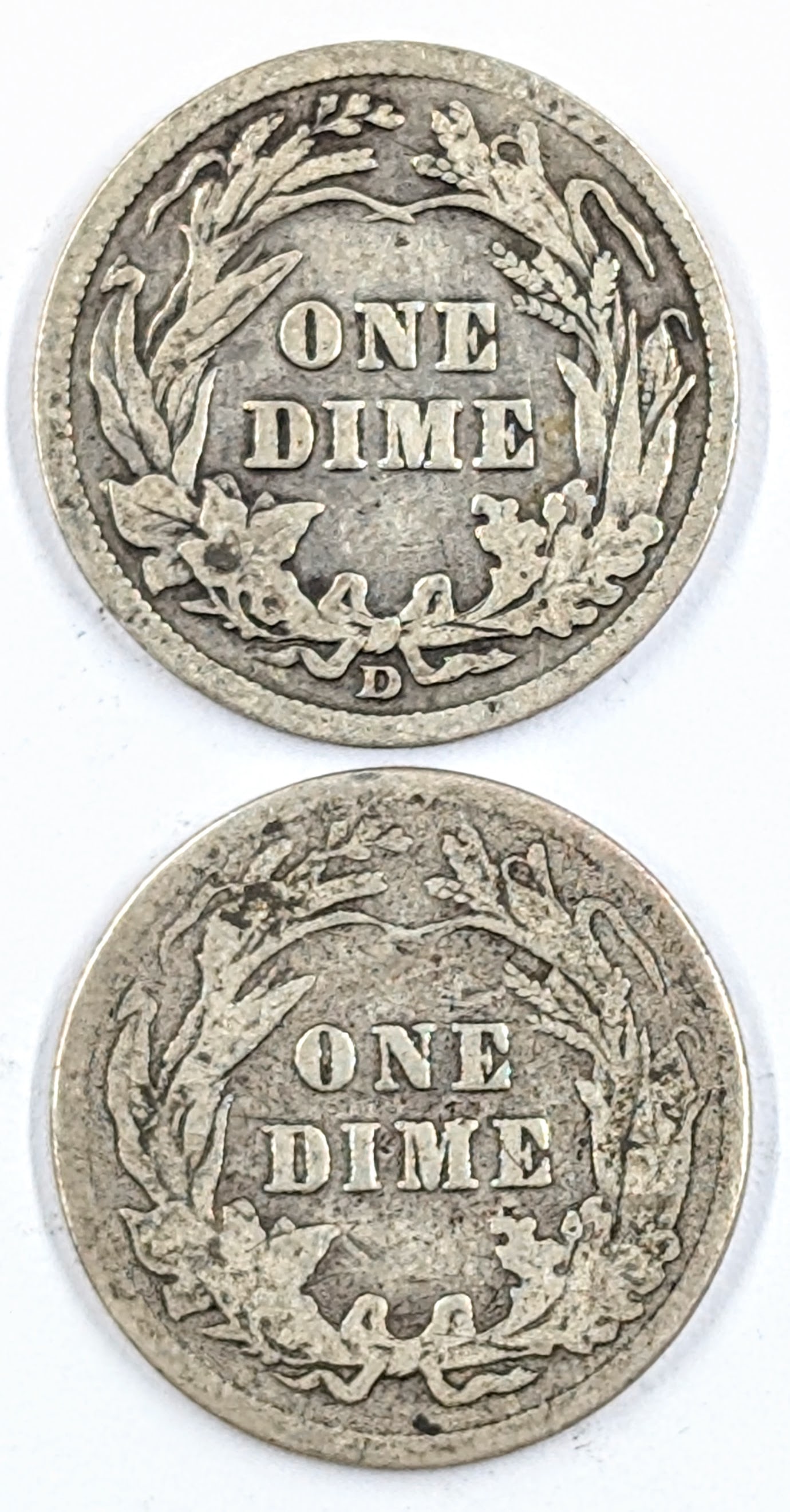 Lot of 2 Silver Barber Dimes- 1914-D, 1916 - 2