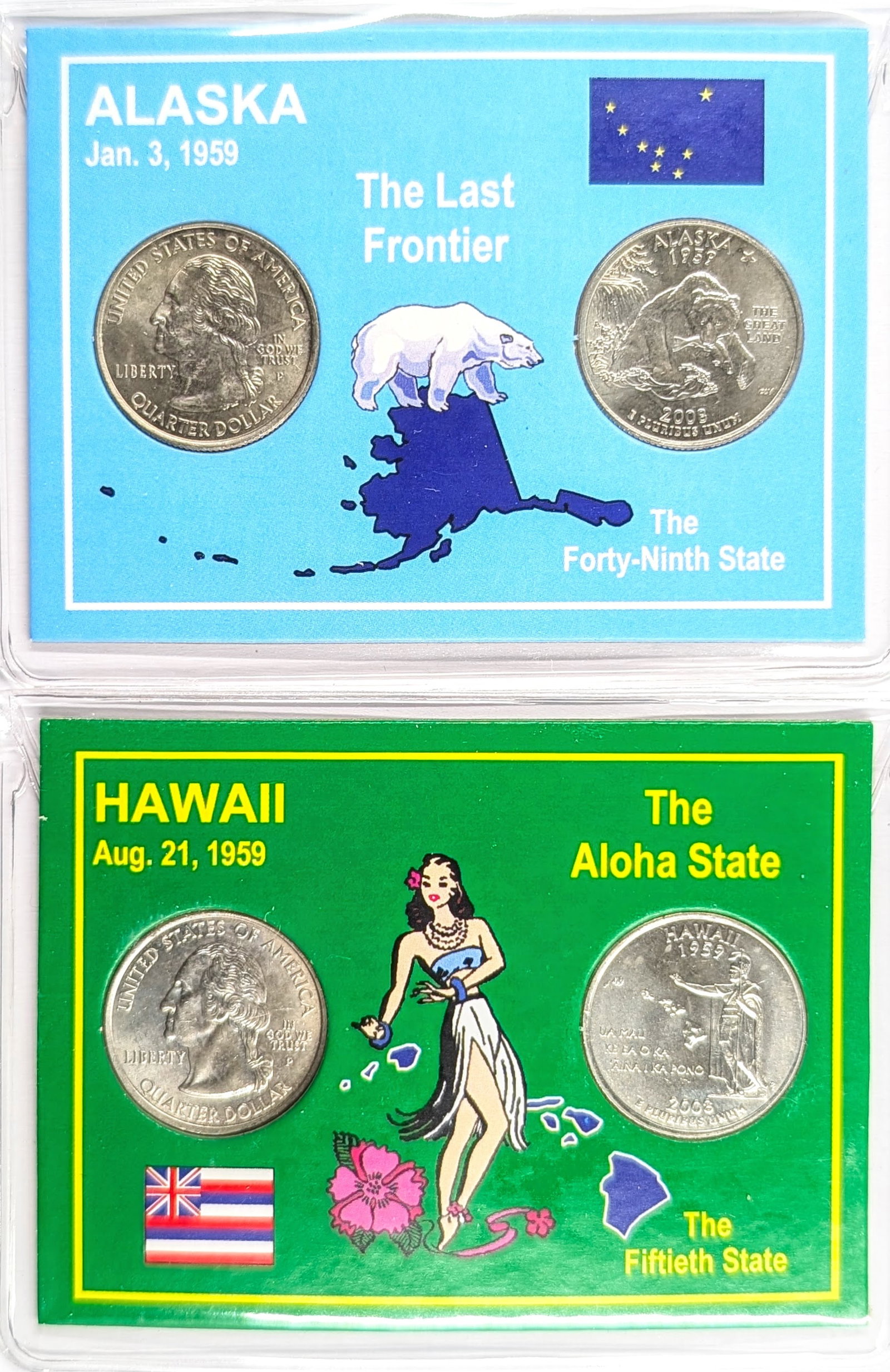 Lot of 2 State Quarter 2-Coin Sets - Alaska & Hawaii: Coin