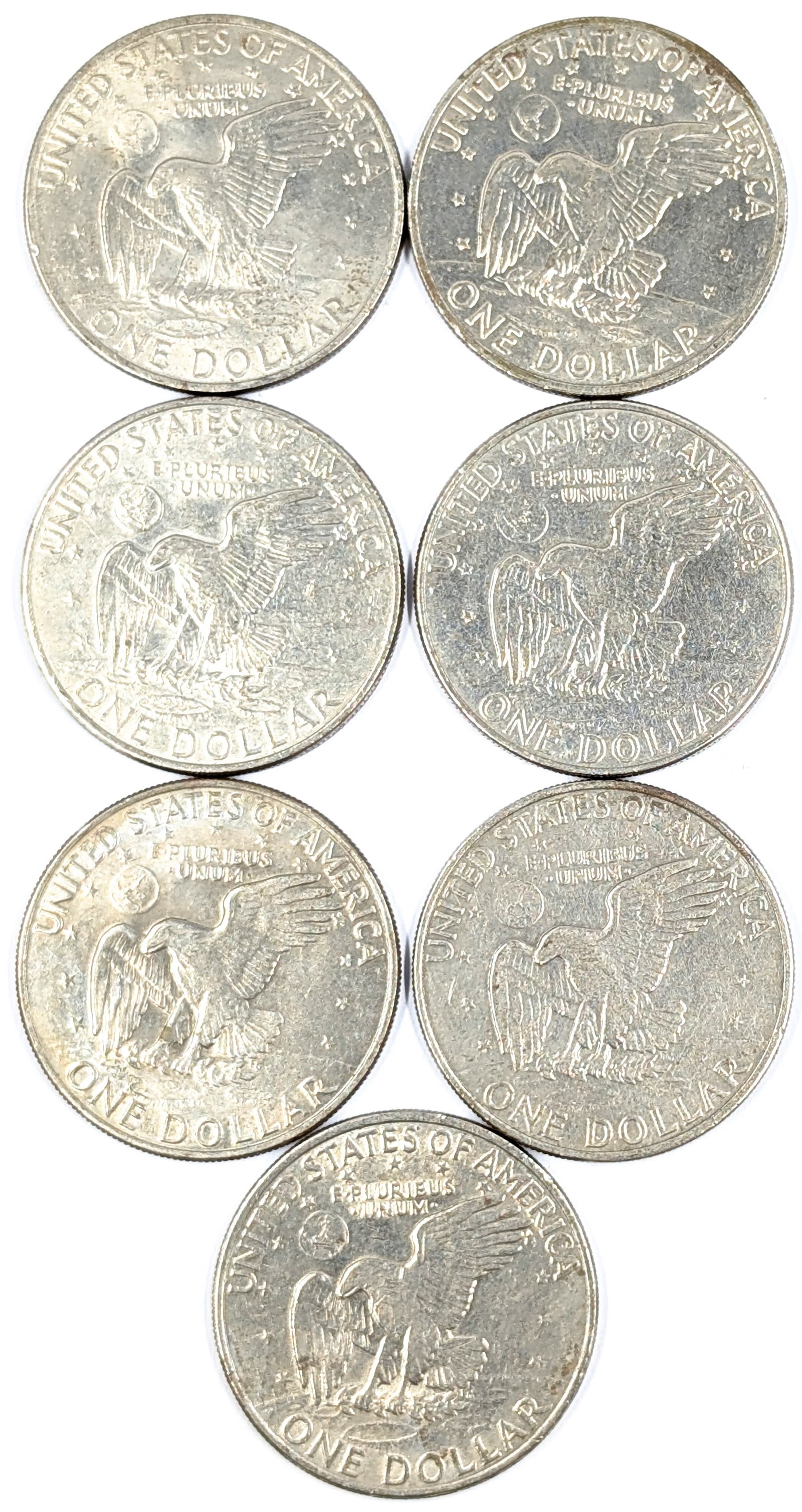 Lot of 7 Eisenhower "Ike" Dollars - 1971-1972 - 2