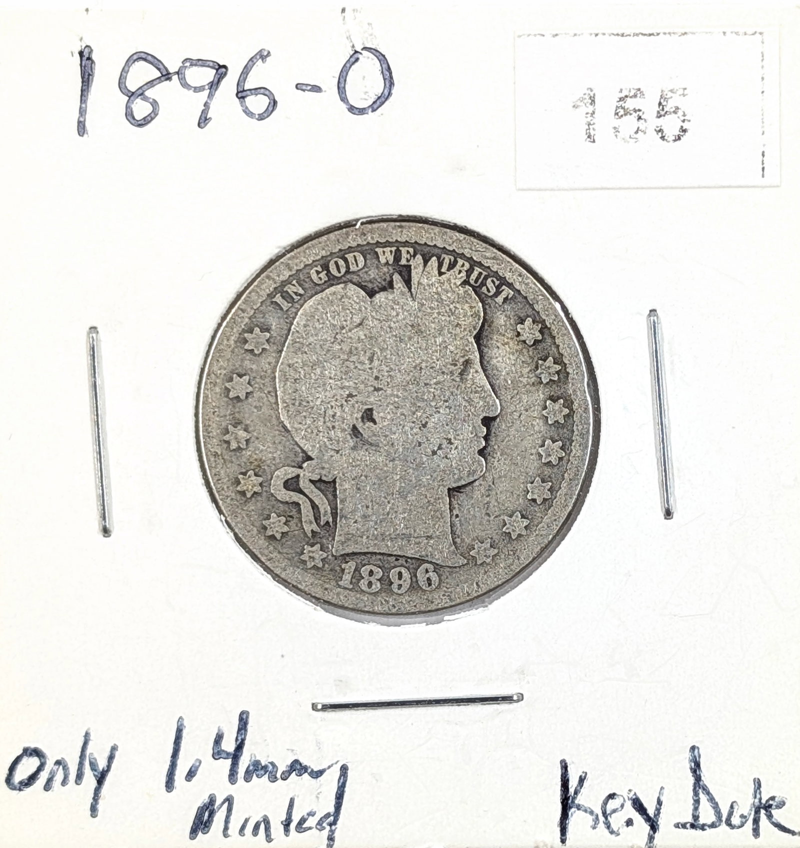 FEATURE- 1896-O Silver Barber Quarter- KEY Date!: FEATURE
