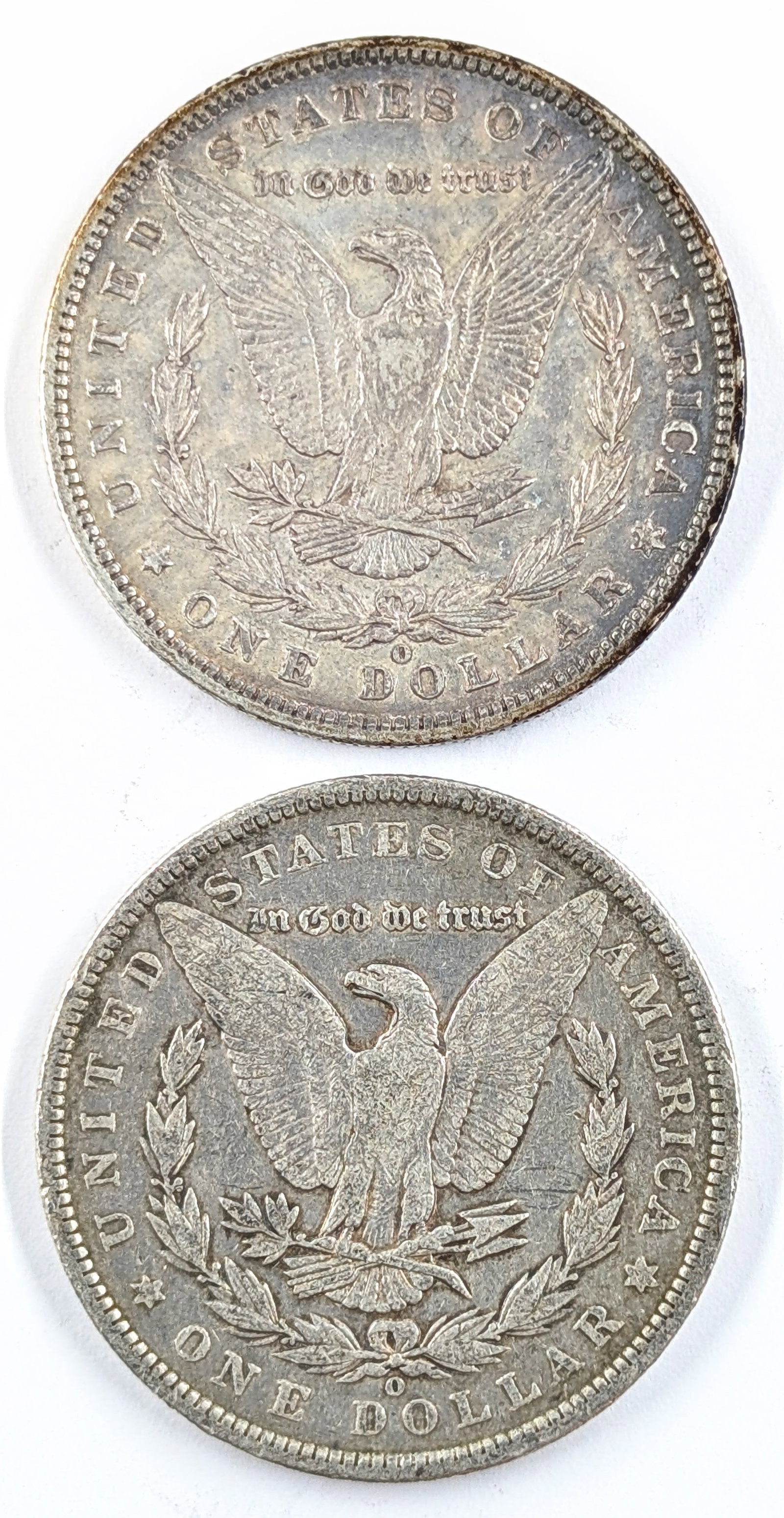 Lot of 2 Morgan Silver Dollars- 1888-O, 1889-O - 2