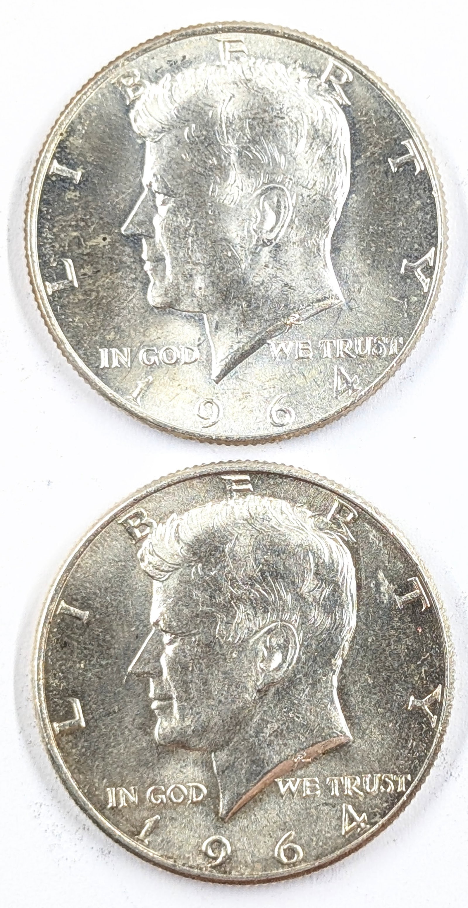 Lot of 2 Silver 1964 John F Kennedy Half Dollars- Uncirculated: Silver