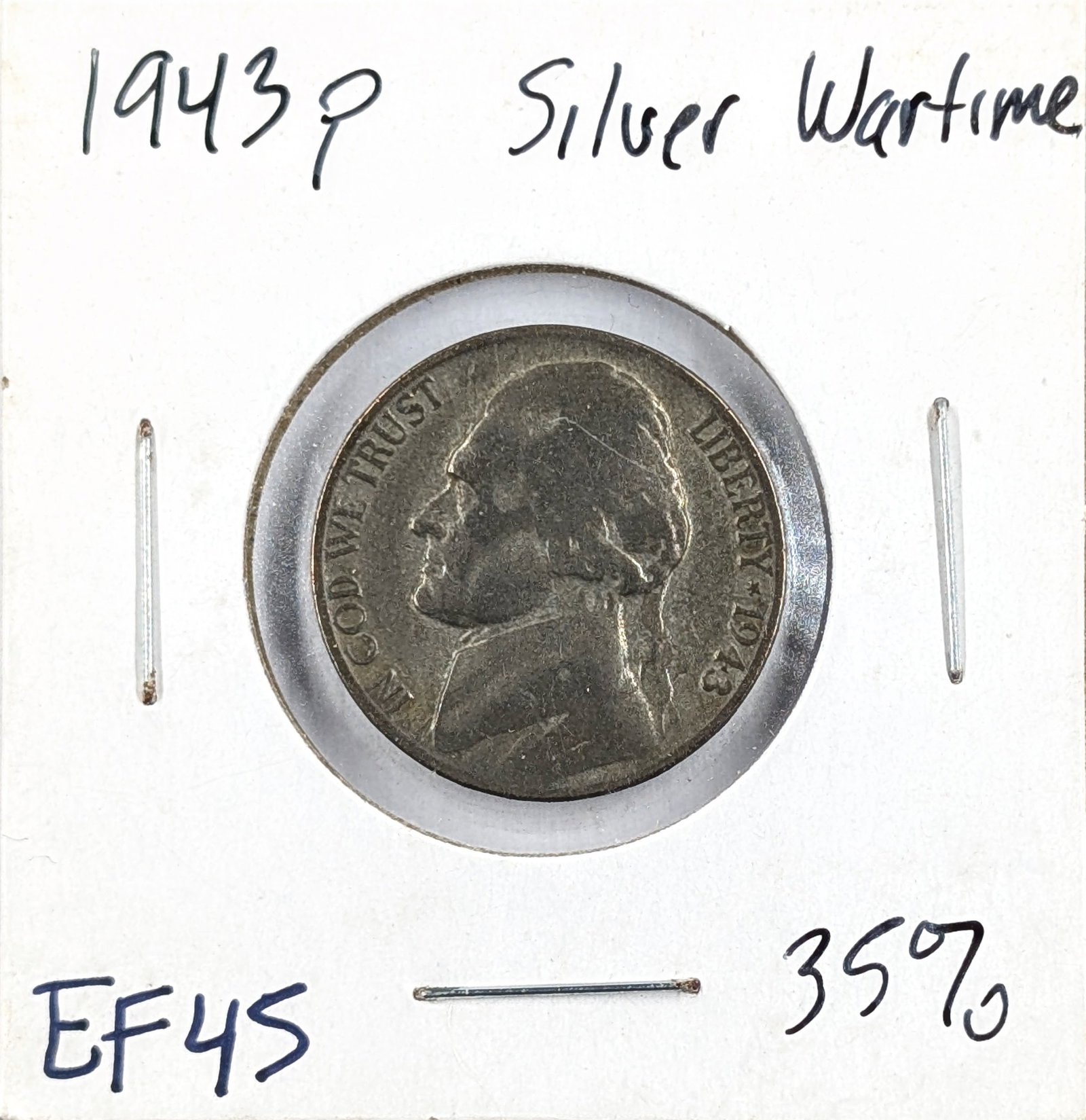 1943 Silver War Nickel: 35% Silver
