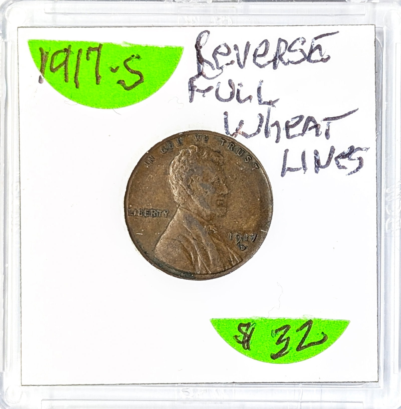 1917-D Wheat Cent- Reverse Full Wheat Lines: Coin