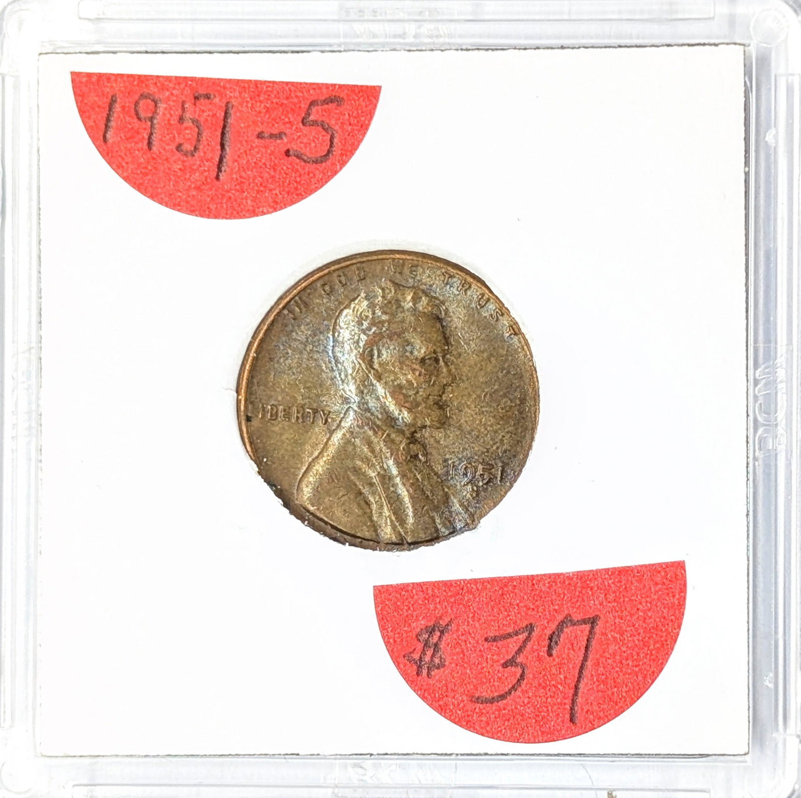 1951-S Wheat Cent- Toned: Coin