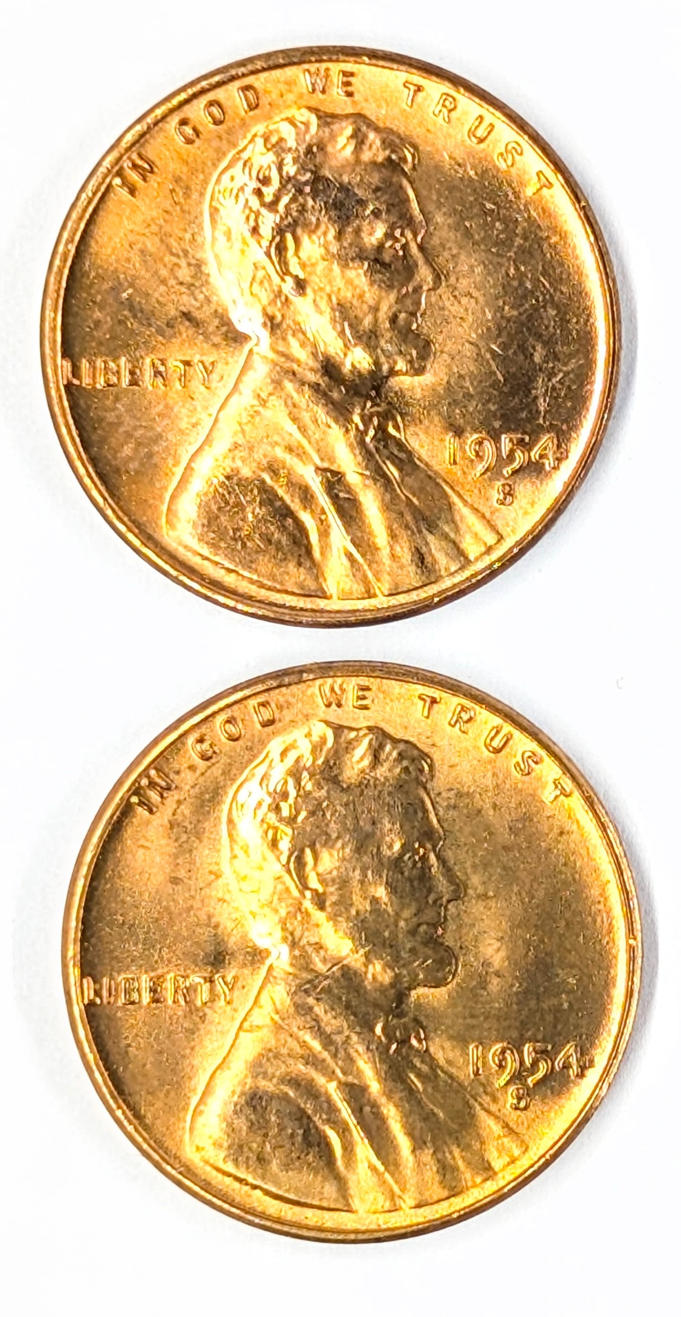 Lot of 2 Uncirculated Wheat Cents- Both 1954-S: Coin