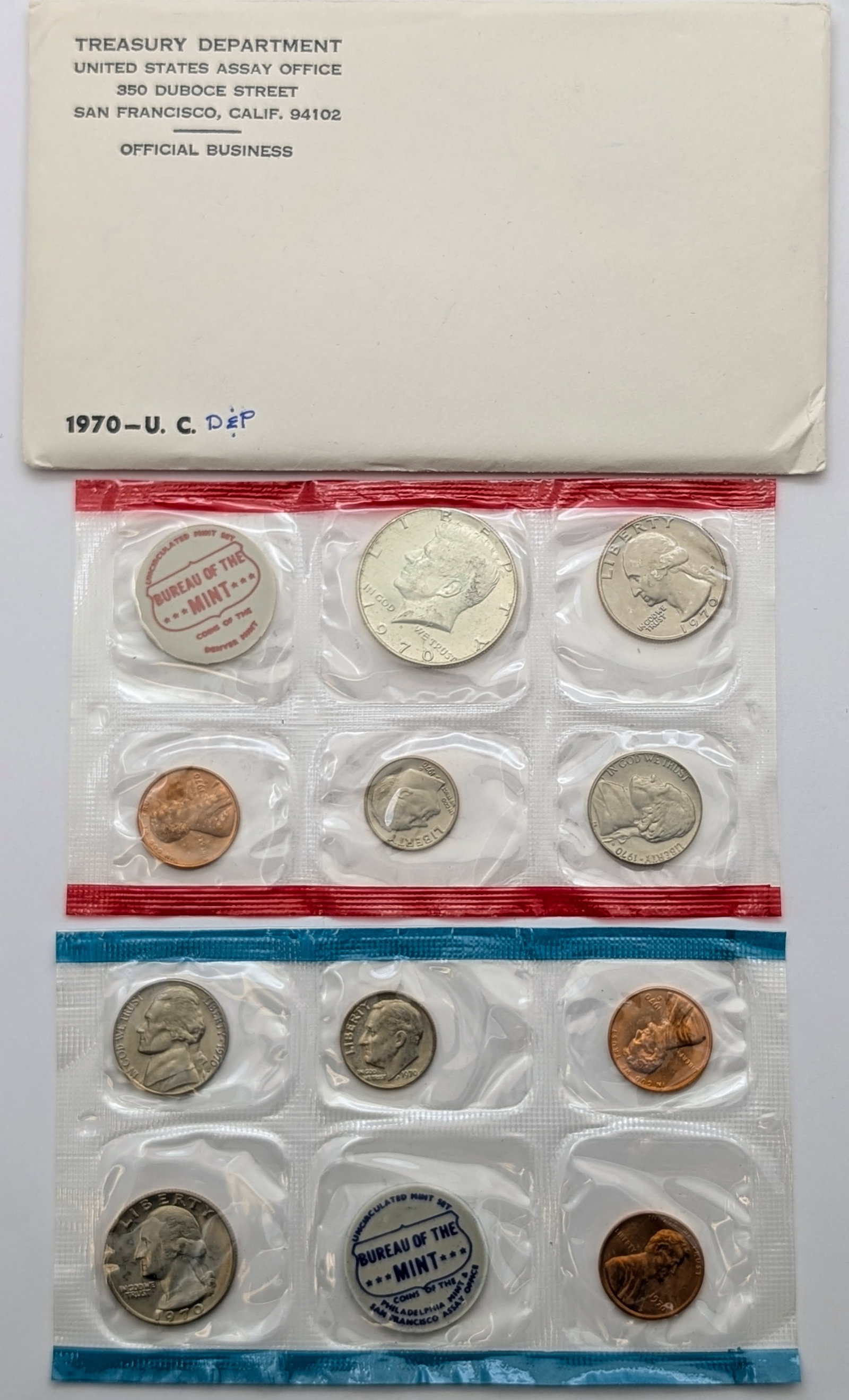 1970 Silver US Mint Uncirculated Coin Set w/ Silver Half, Quarter & Dime: Silver