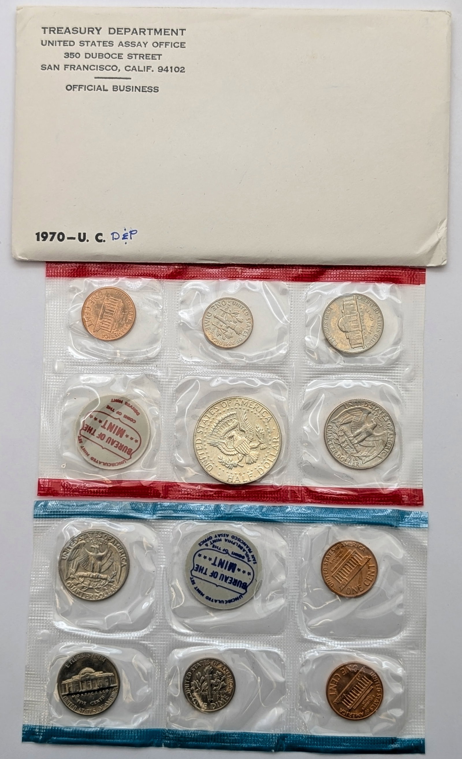 1970 Silver US Mint Uncirculated Coin Set w/ Silver Half, Quarter & Dime - 2