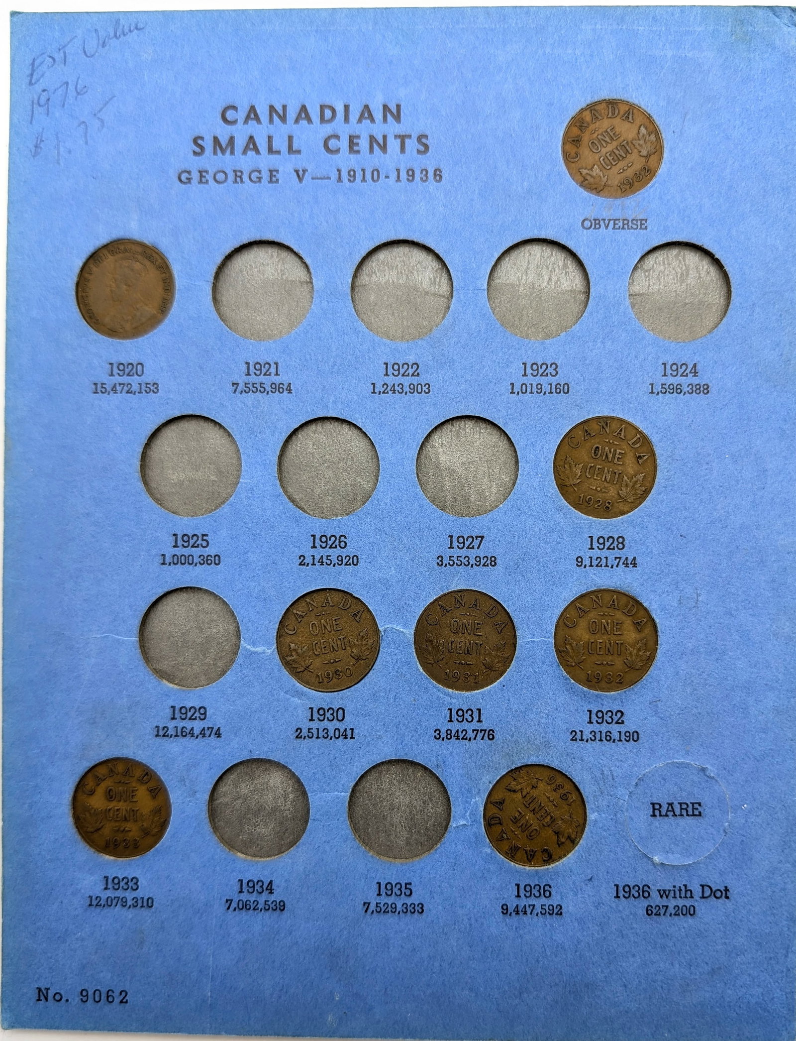 Whitman Canadian Small Cent Collection Book- 1920 to Date - 2
