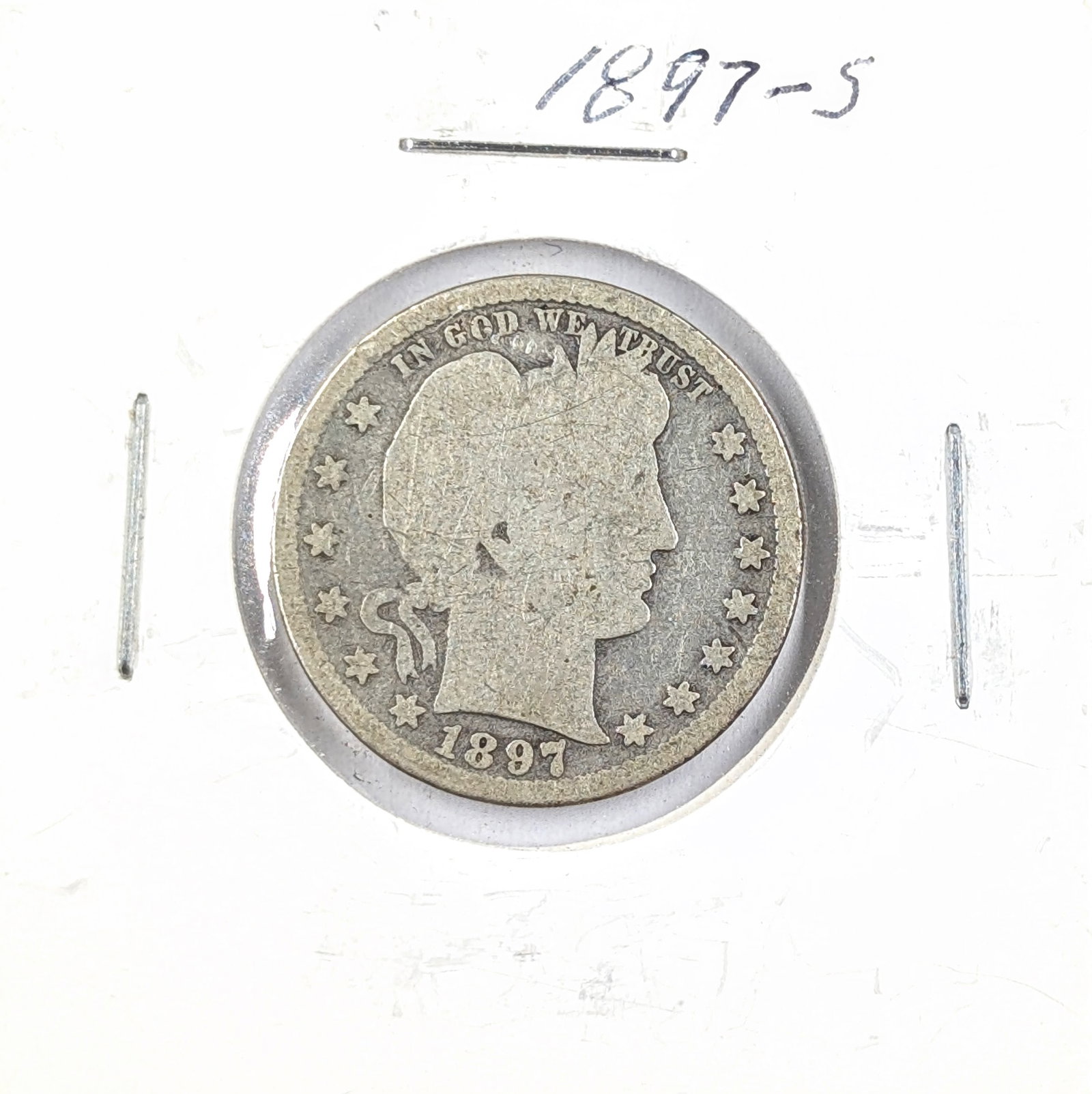 1897-S Silver Barber Quarter- KEY Date!: Silver