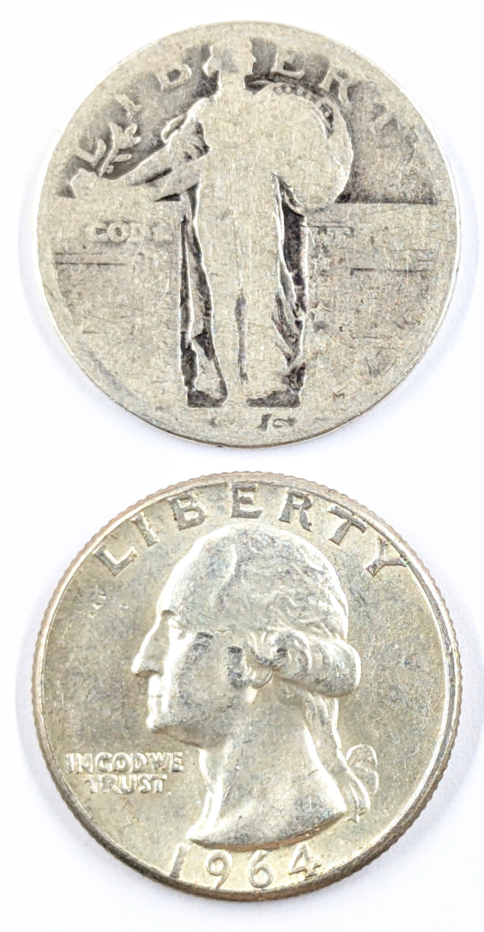 Lot of 2 Silver Quarters- 1926 Standing, 1964 Washington (1 of 2)