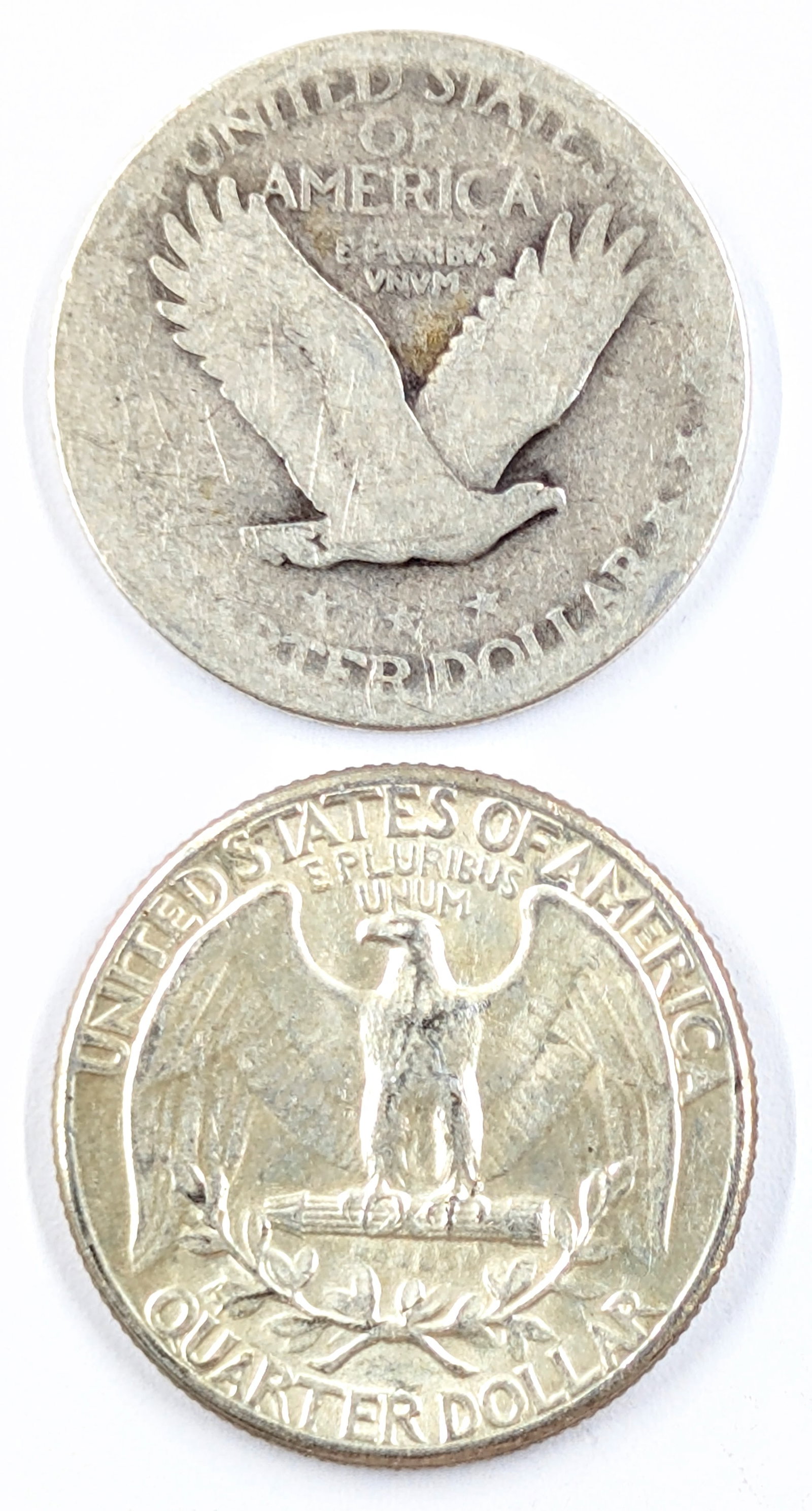 Lot of 2 Silver Quarters- 1926 Standing, 1964 Washington - 2