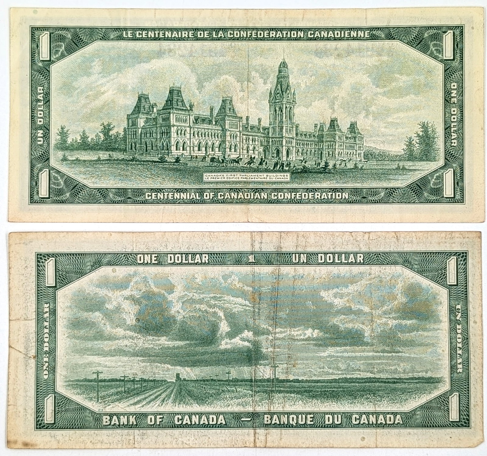 Lot of 2 - 1967 Centennial of Canadian Confederation $1 Notes - 2