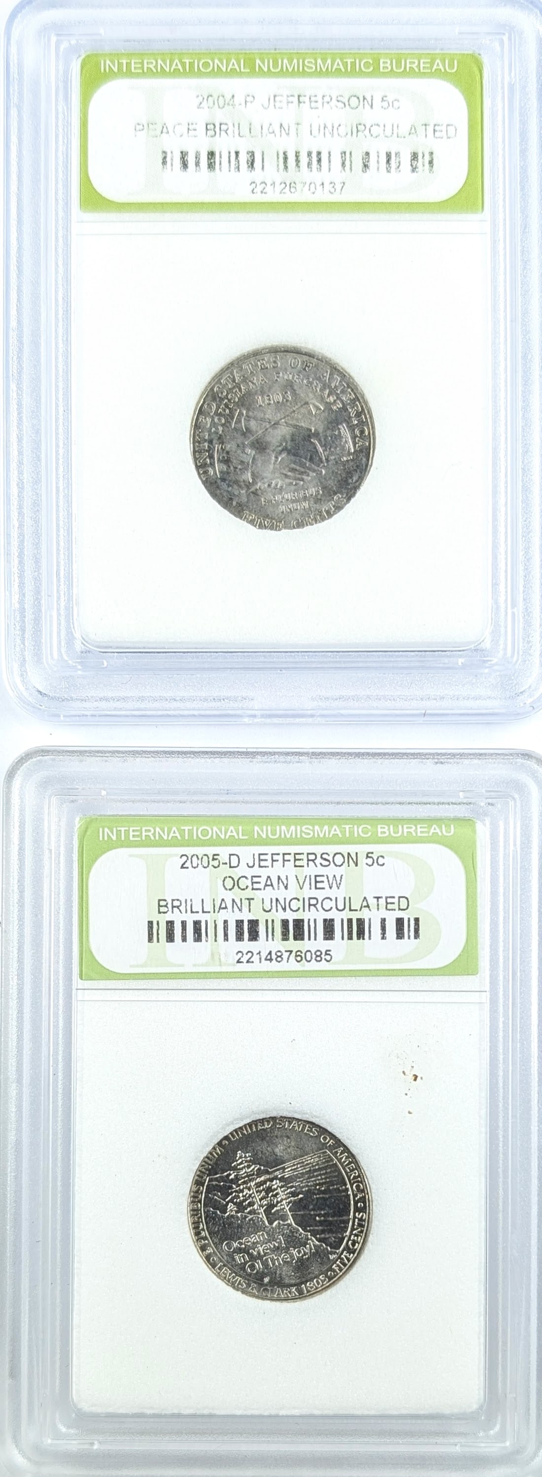 Lot of 2 INB BU Jefferson Nickels- 2004,2005: Coin
