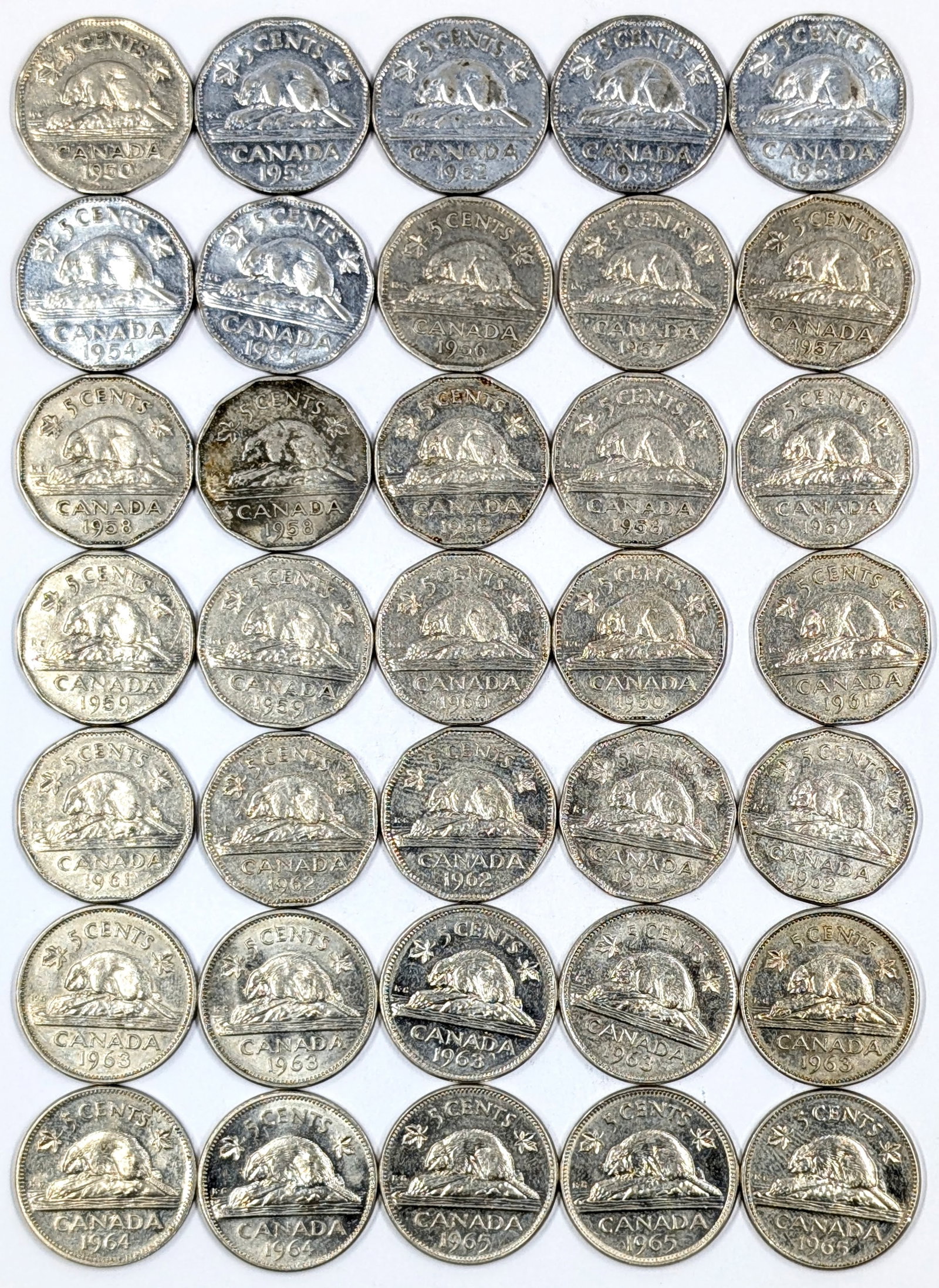 Large lot of 35 Canadian Nickels-Most Uncirculated: Coin
