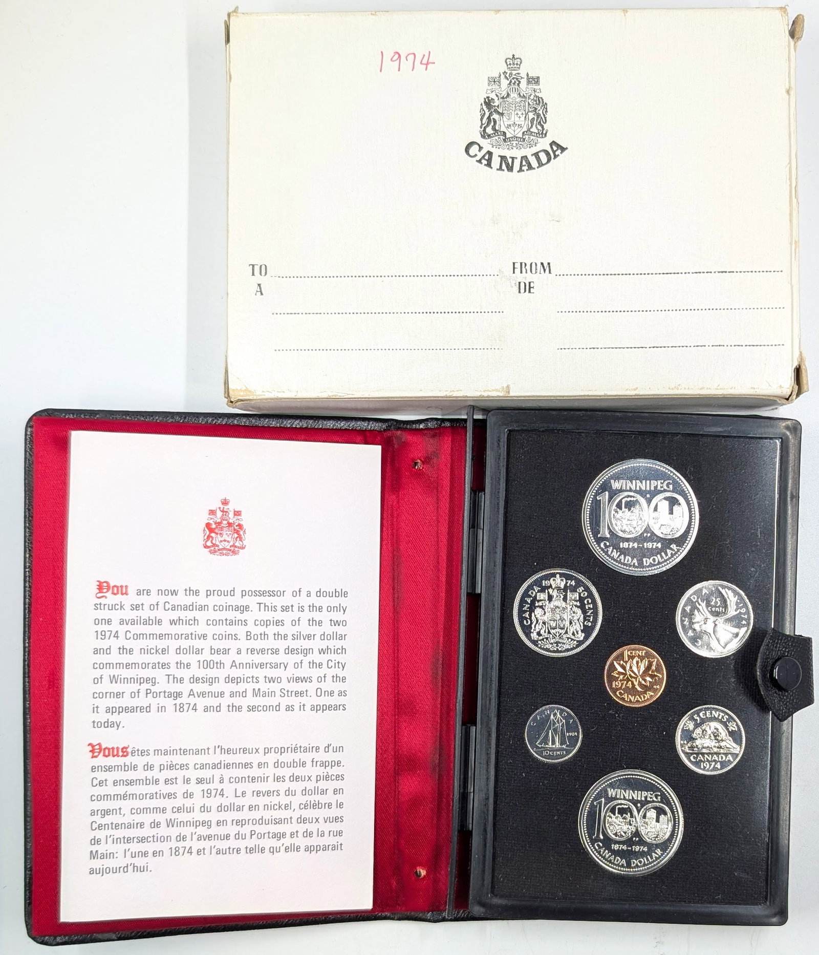 1974 Royal Canadian Mint Proof Set w/ Silver Dollar- 100th Anniversary of Winnipeg: Silver