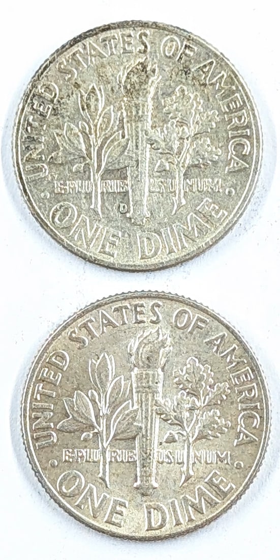Lot of 2 Silver Roosevelt Dimes- 1963-D,1965: Silver