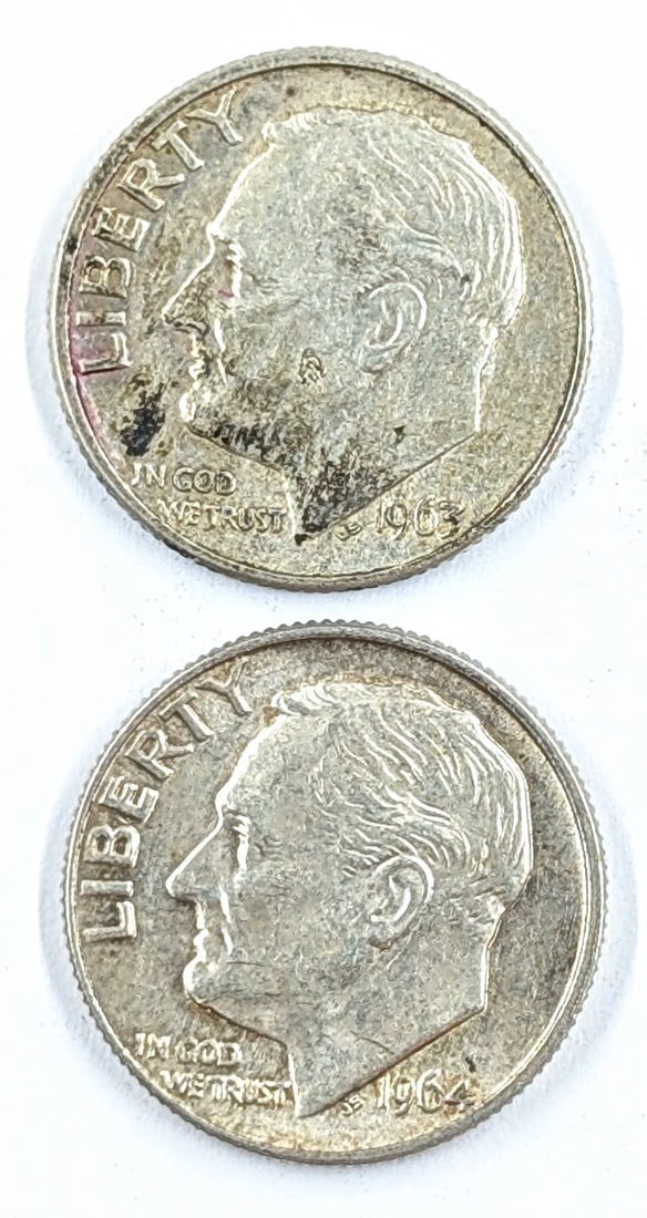 Lot of 2 Silver Roosevelt Dimes- 1963-D,1965 - 2